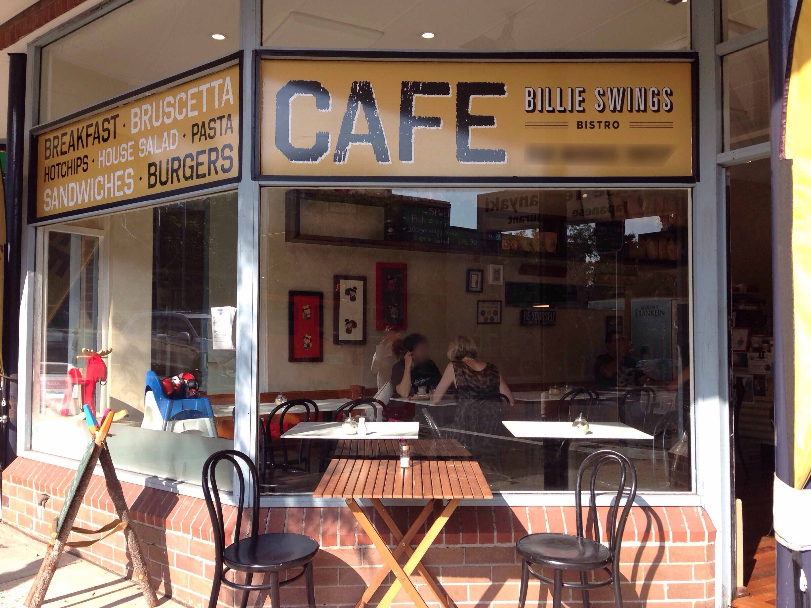 Billie Swings Menu, Menu for Billie Swings, Mosman, Sydney