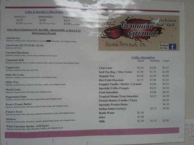 Common Grounds Coffeehouse Menu Urbanspoon/Zomato