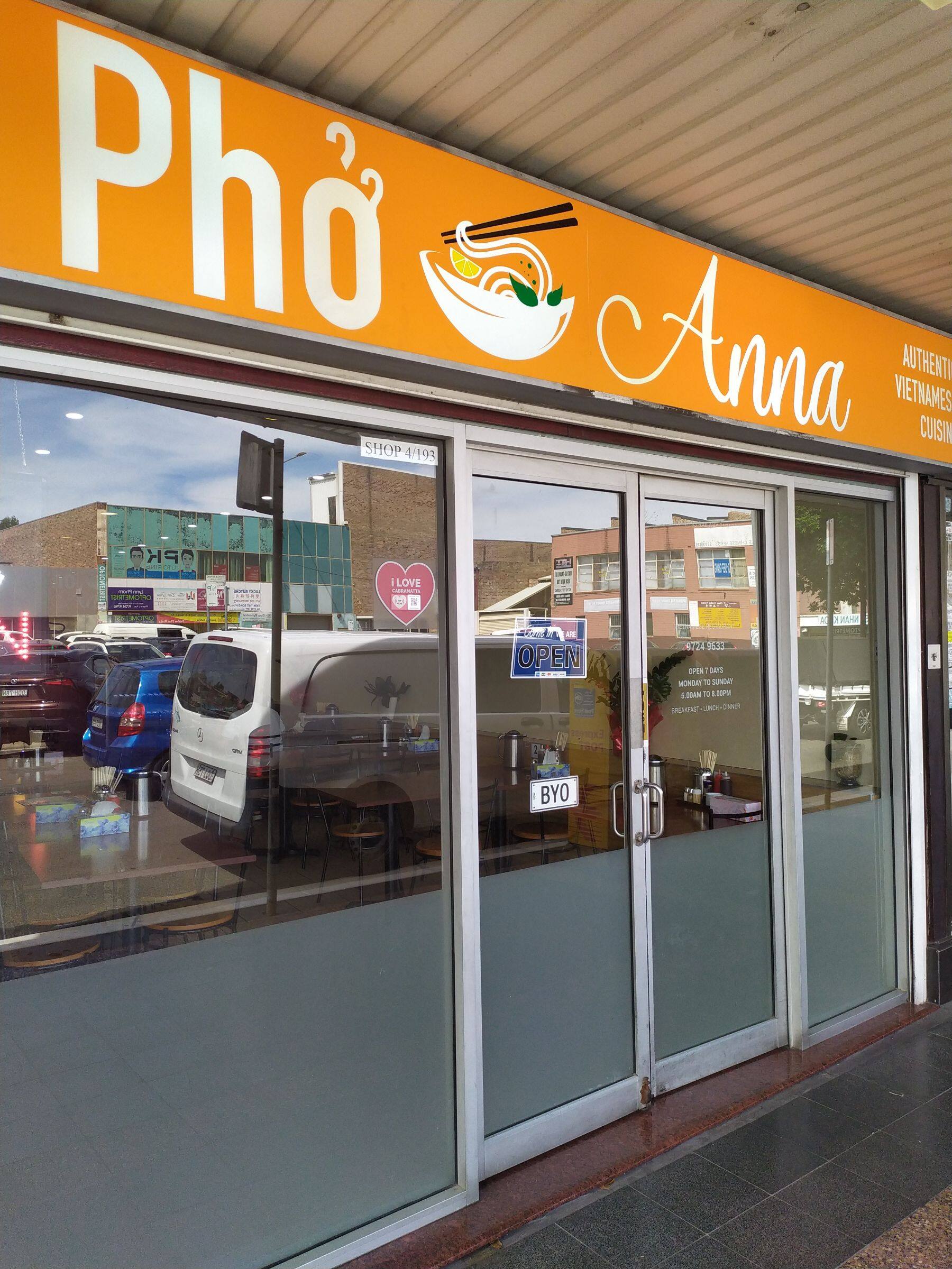 Menu of Pho Anna, Cabramatta, Sydney