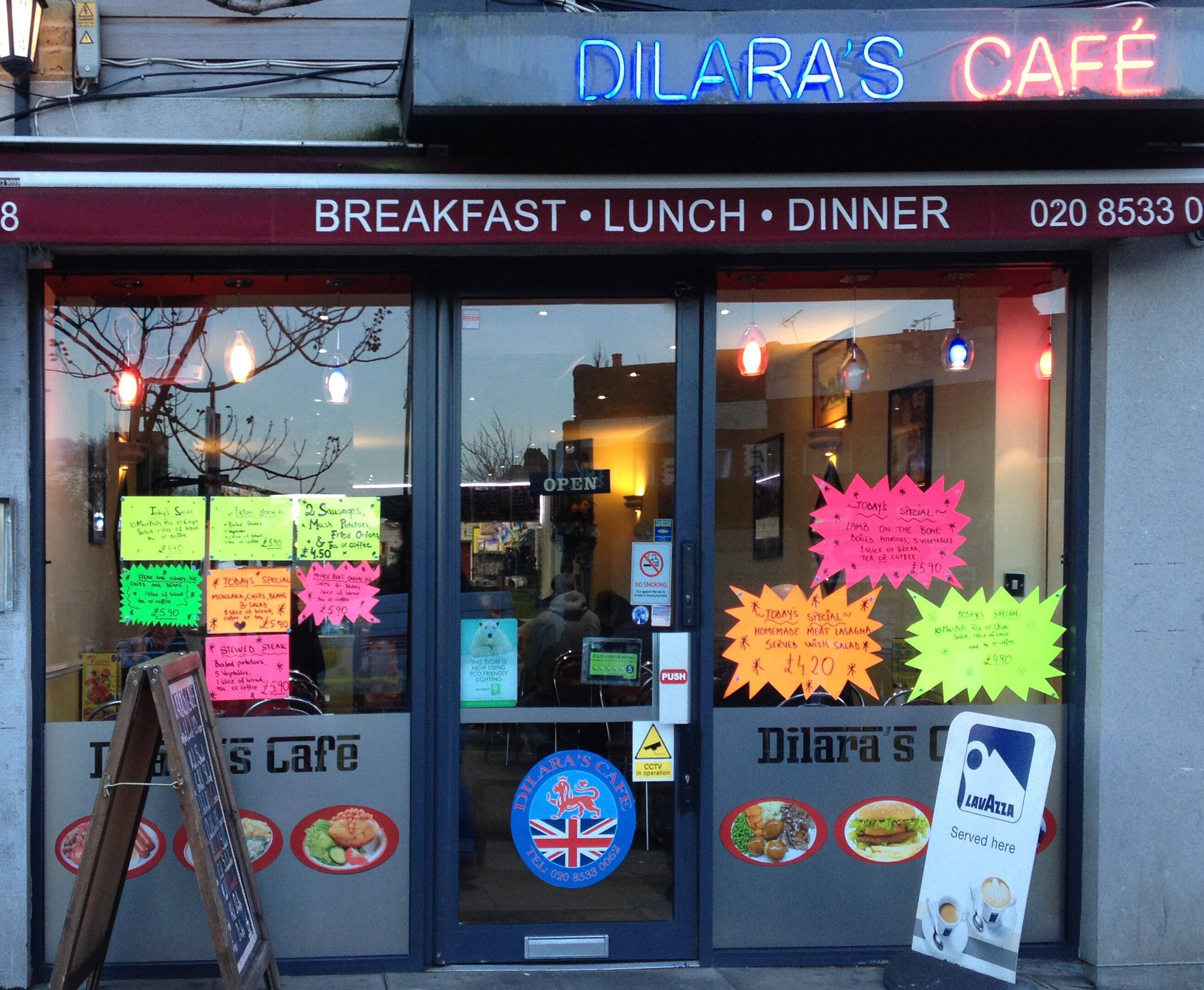 Menu of Dilara's Cafe, Hackney, London