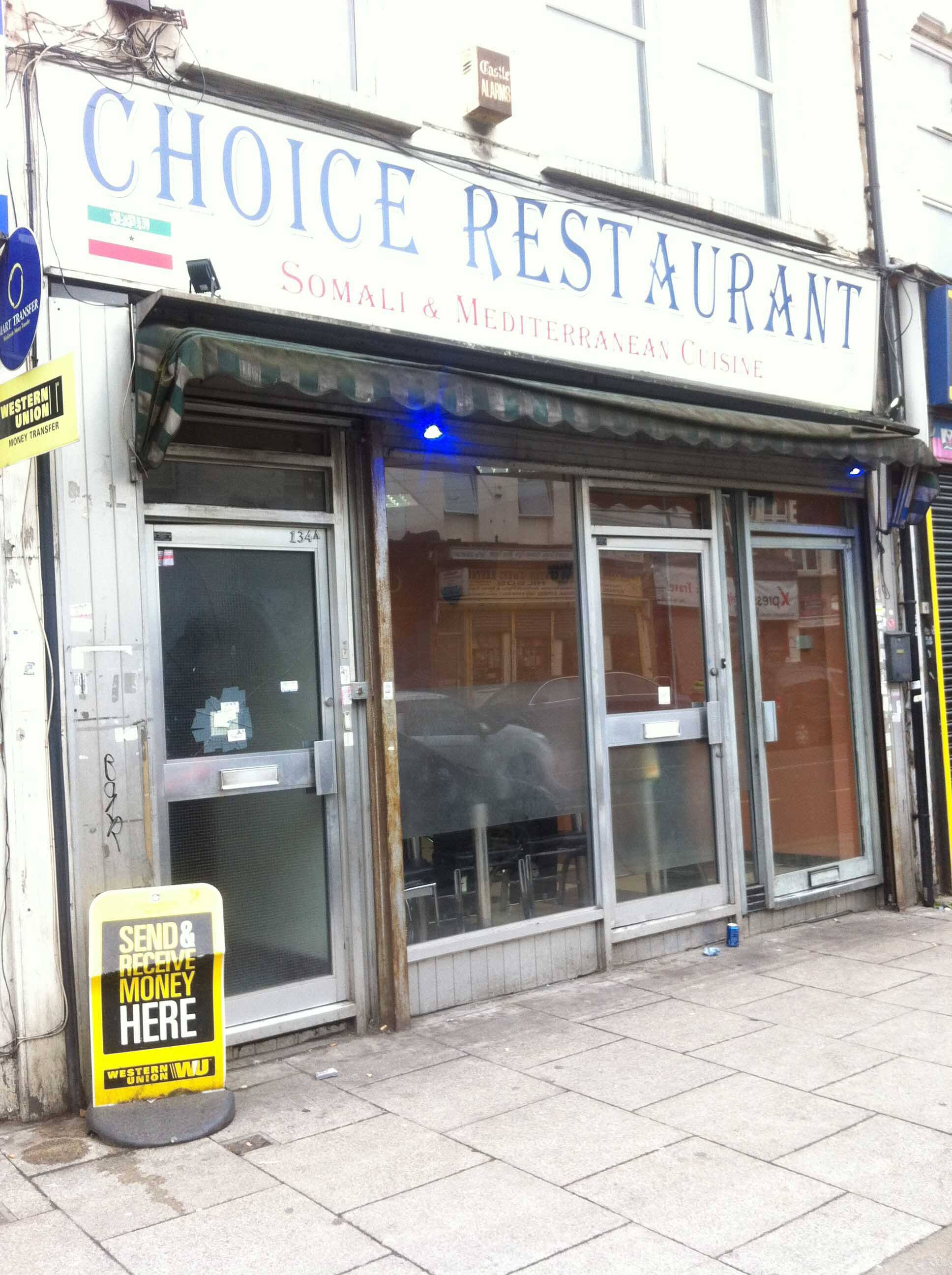 Menu of Choice Restaurant, High Street, Harlesden, London