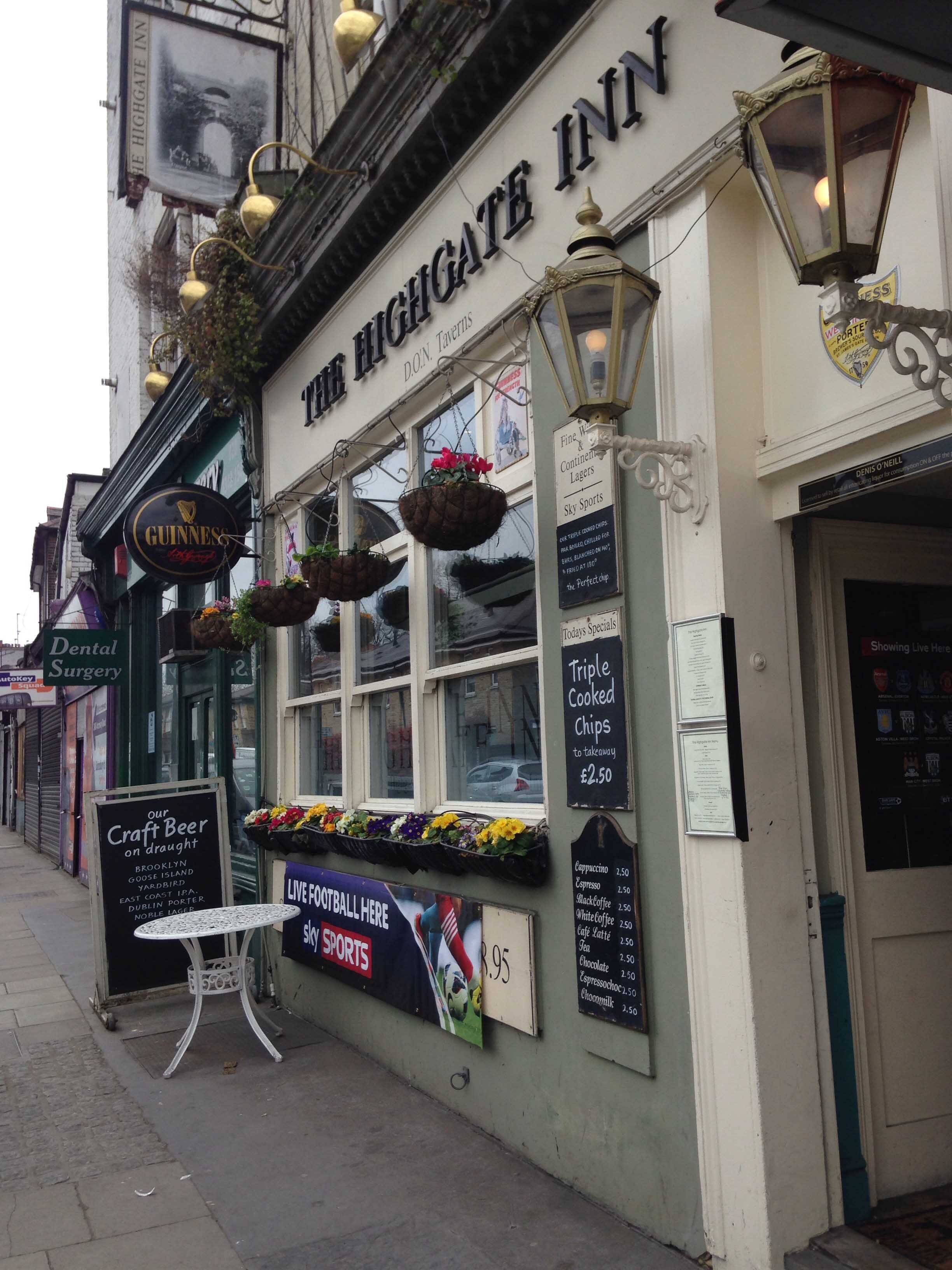 Menu of Highgate Inn, Highgate, London