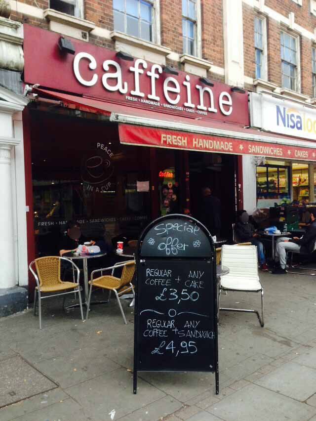Menu of Caffeine, Kilburn, London