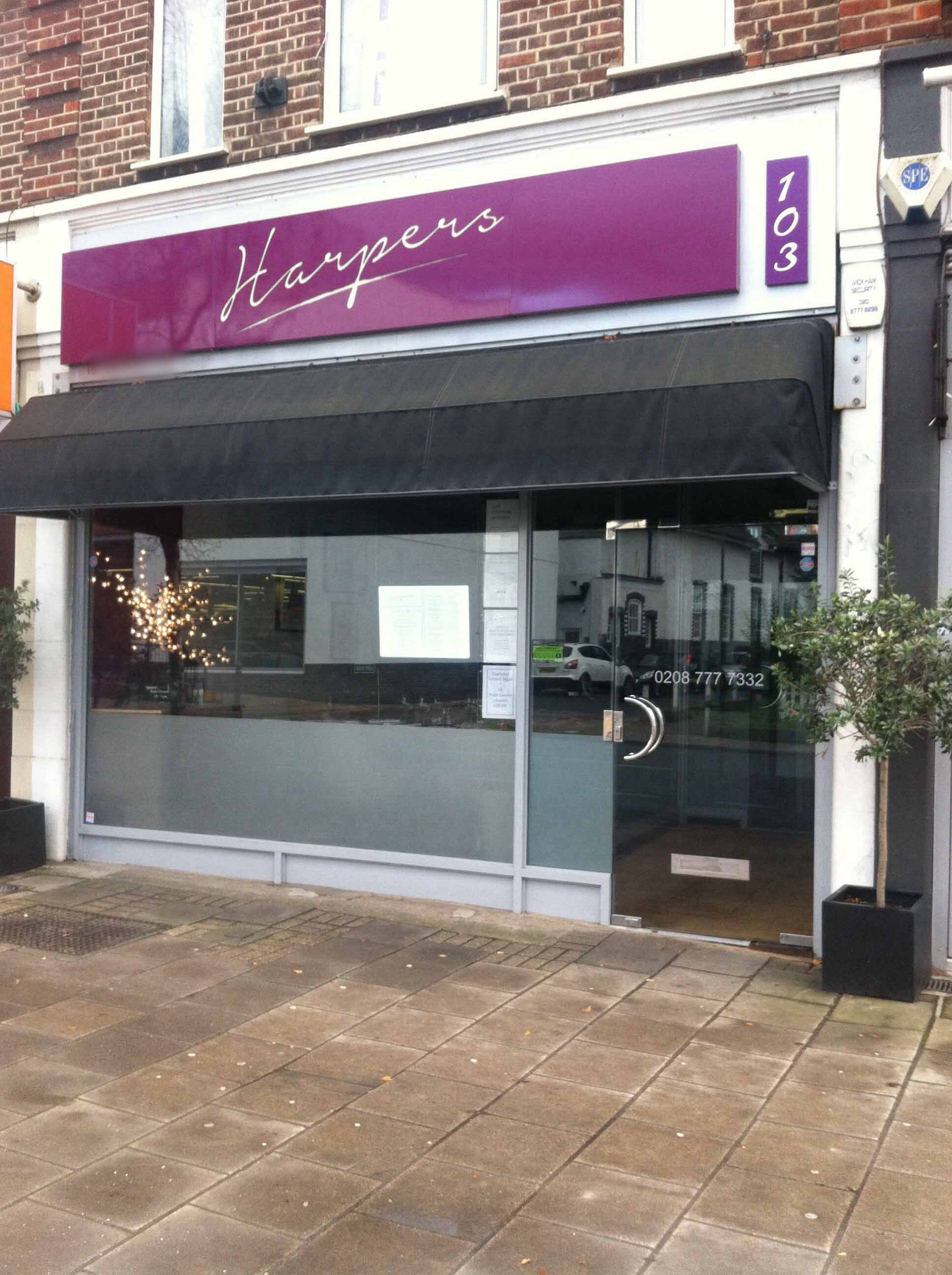 Harpers Menu, Menu for Harpers, West Wickham, London