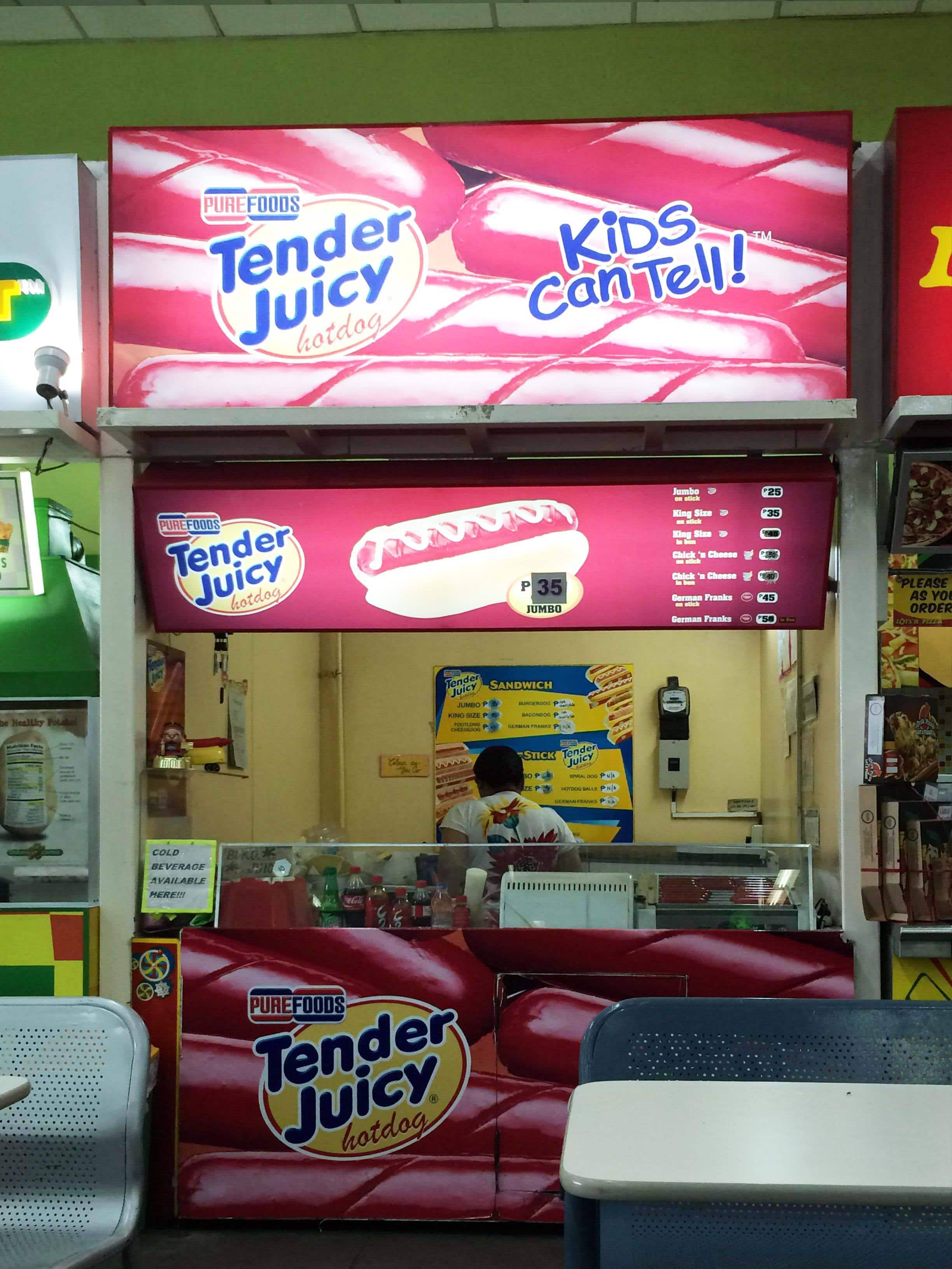 Menu of Tender Juicy Hotdog Santa Ana Manila