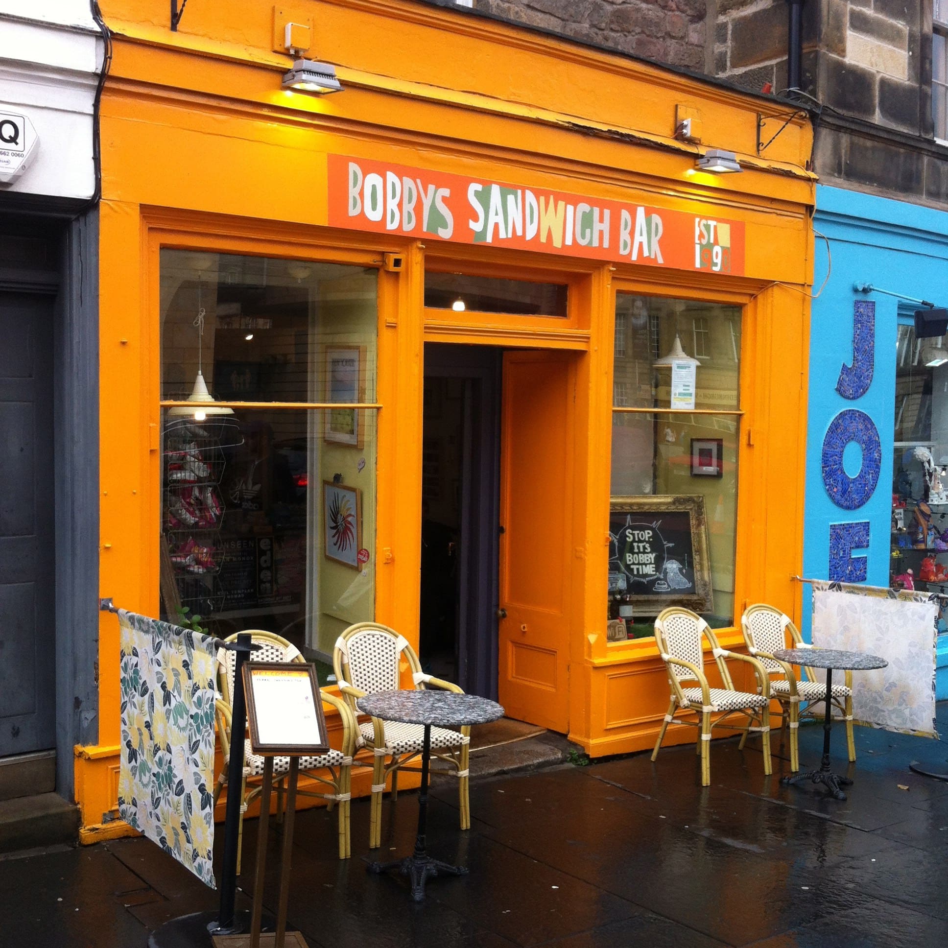 Menu of Bobby's Sandwich Bar, Old Town, Edinburgh