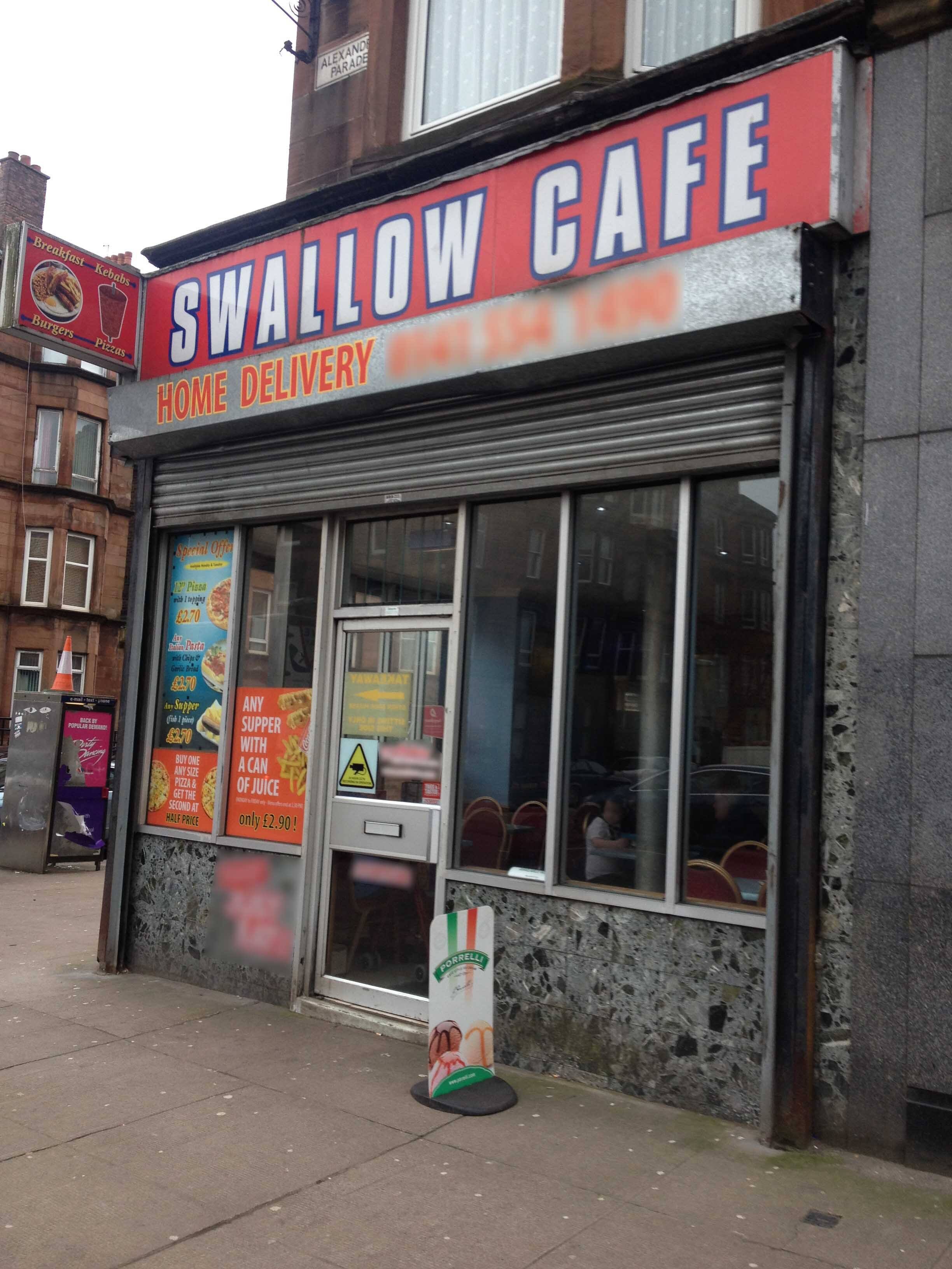 Menu of Swallow Cafe, Dennistoun, Glasgow