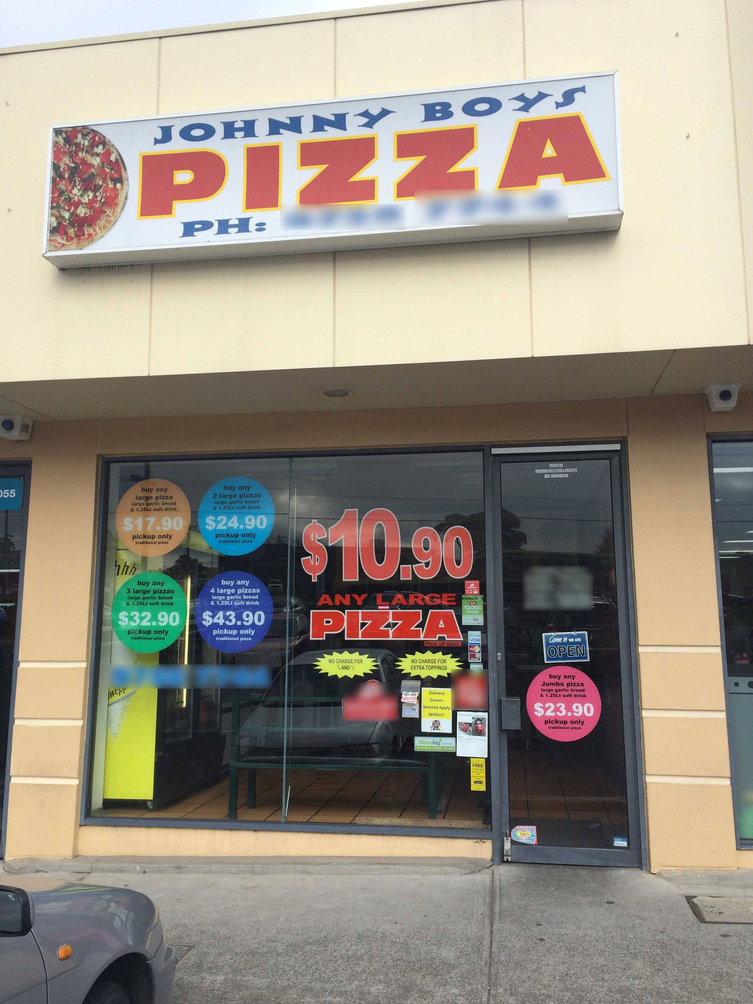 Menu of Johnny Boys Pizza, Ferntree Gully, Melbourne