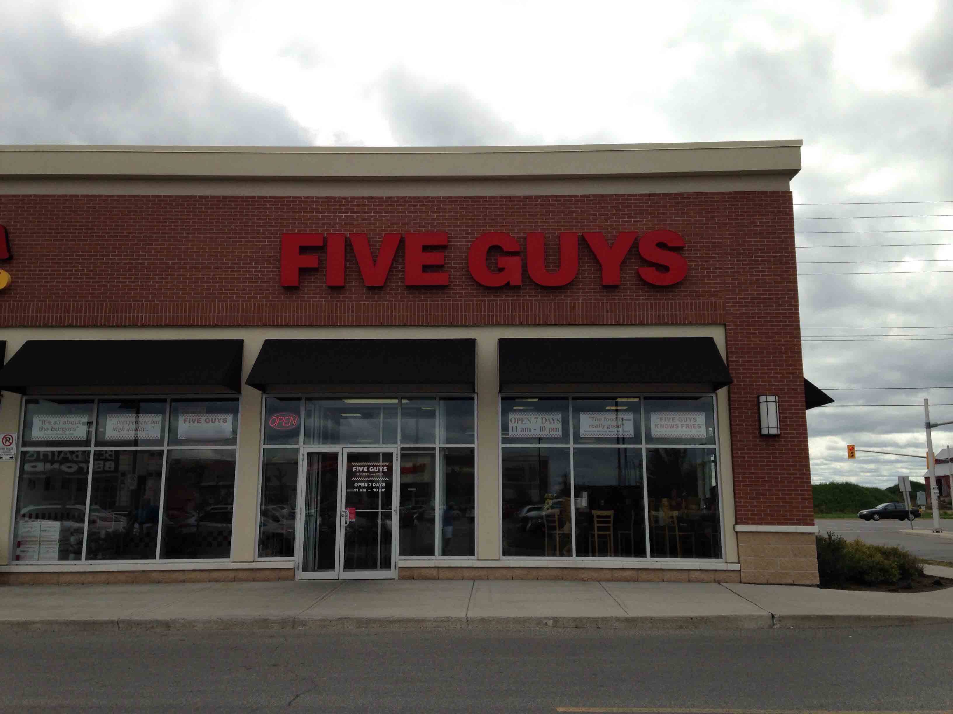 Menu of Five Guys, Stittsville, Ottawa
