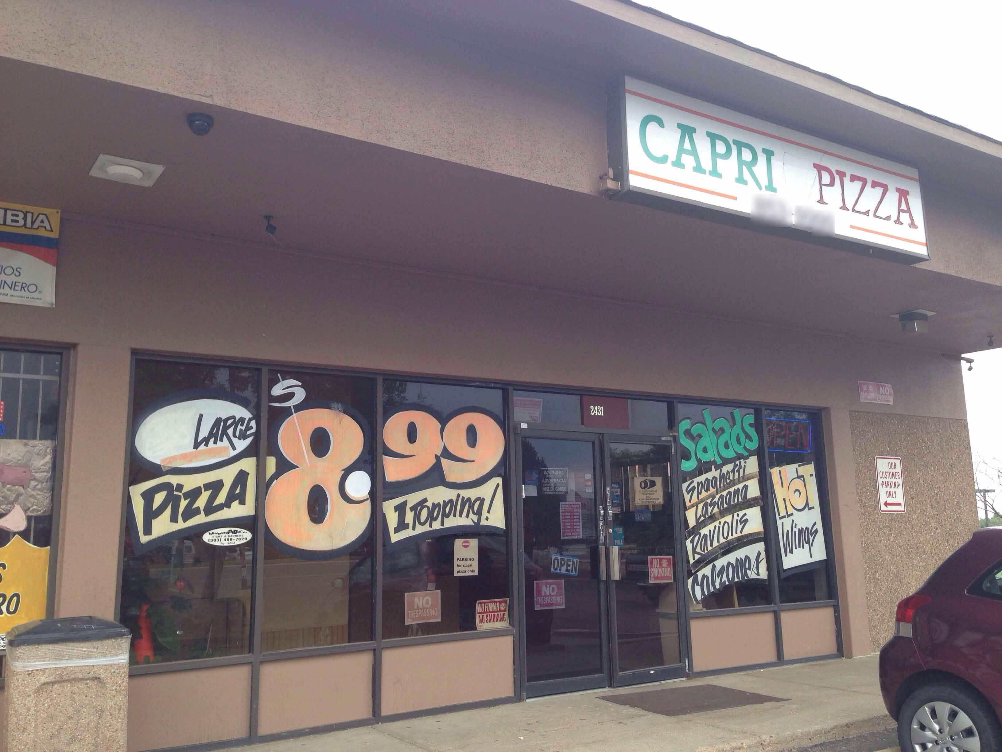 Menu Of Capri Pizza, Thornton, Denver