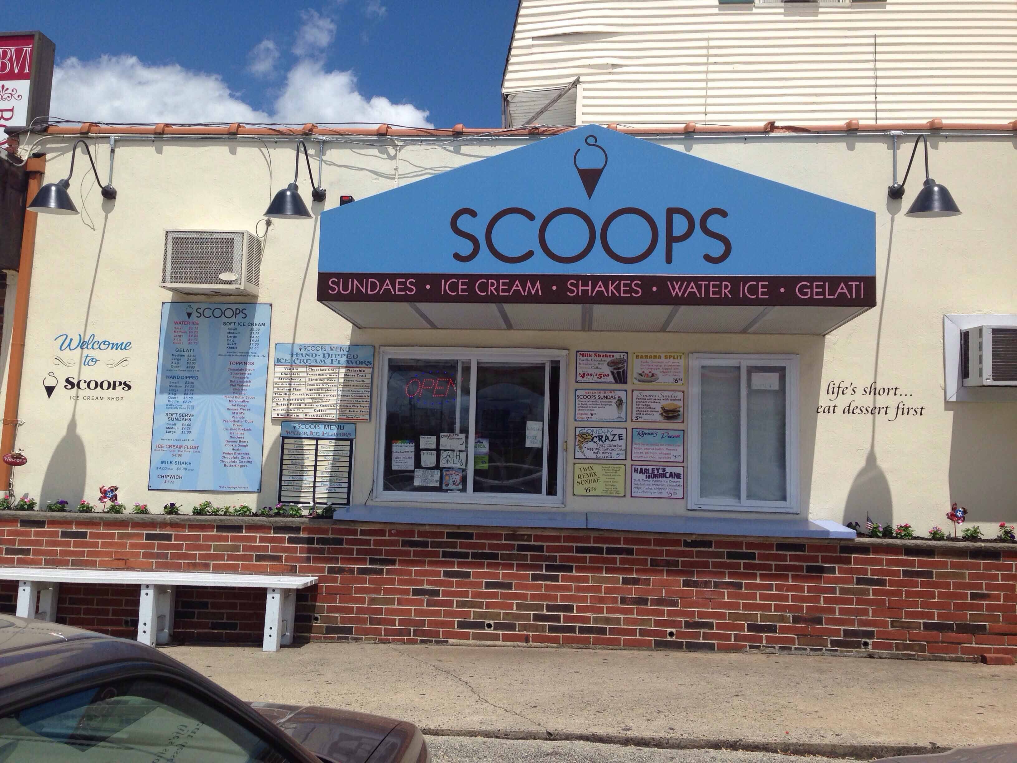 Scoops Menu, Menu for Scoops, Conshohocken, Montgomery County