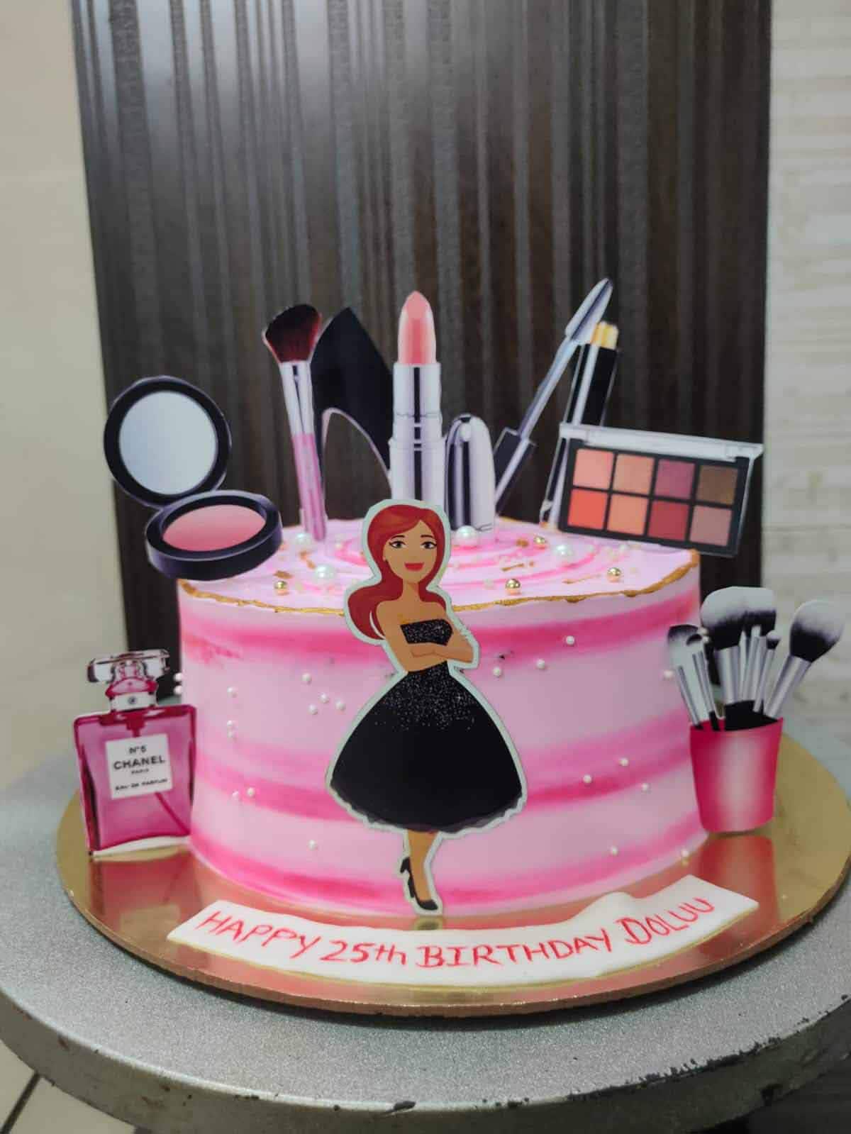 Makeup cake customised cake cosmetics cake bachelorette cake handbag cake,  Food & Drinks, Homemade Bakes on Carousell