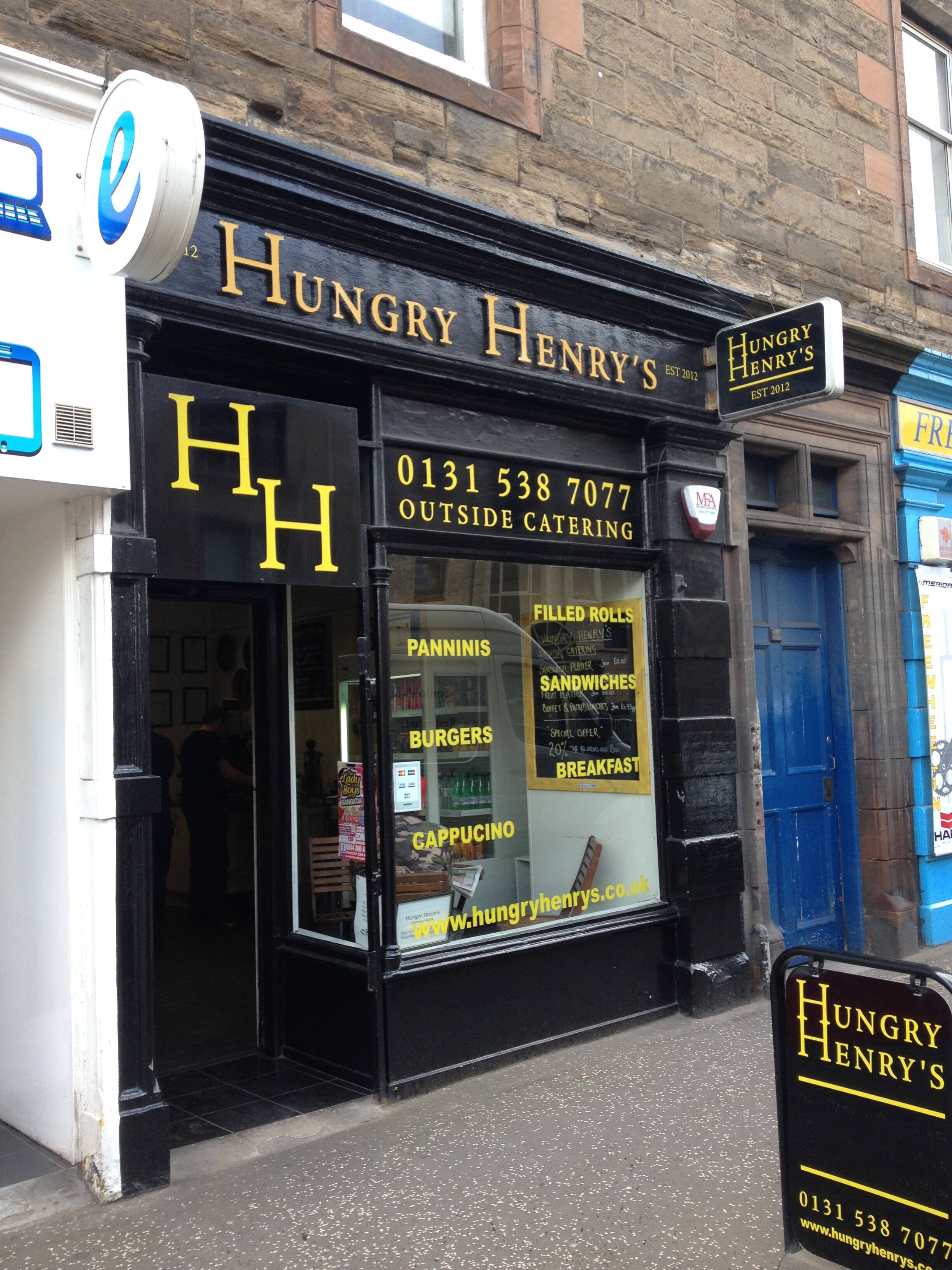 Menu of Hungry Henry's, Edinburgh