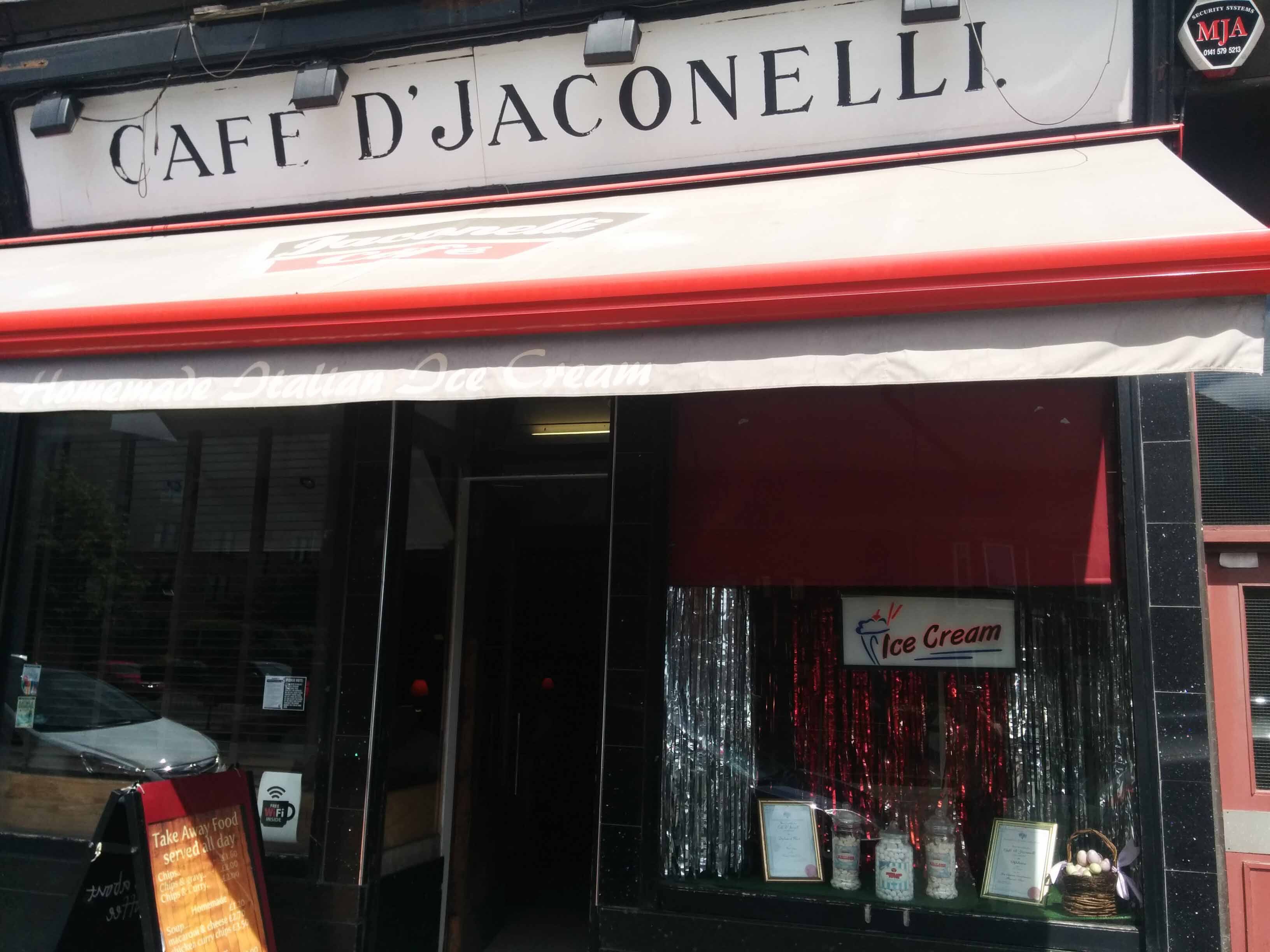 Menu of Cafe D'Jaconelli, West End, Glasgow