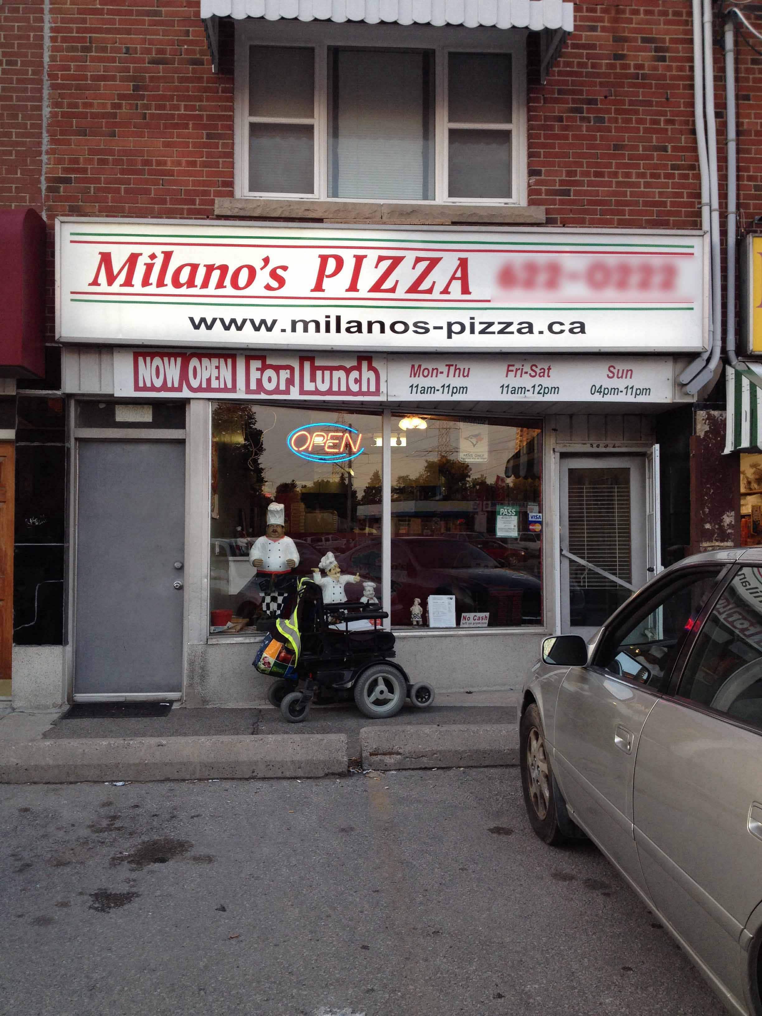 Menu of Milano's Pizza, Etobicoke, Toronto