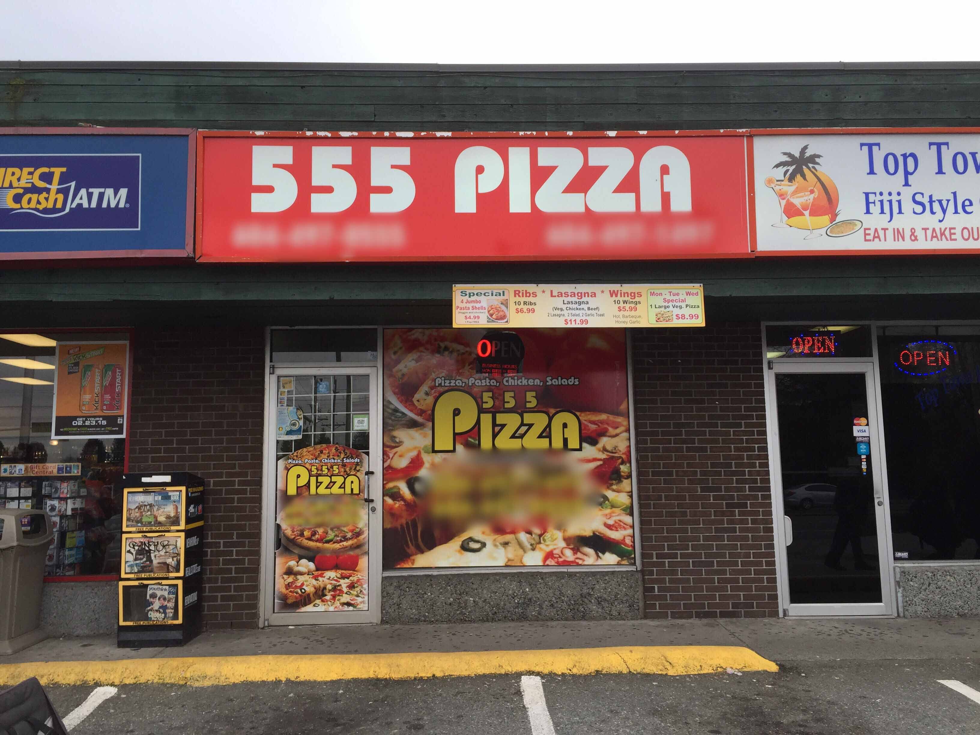 Menu of 555 Pizza, Surrey, Metro Vancouver