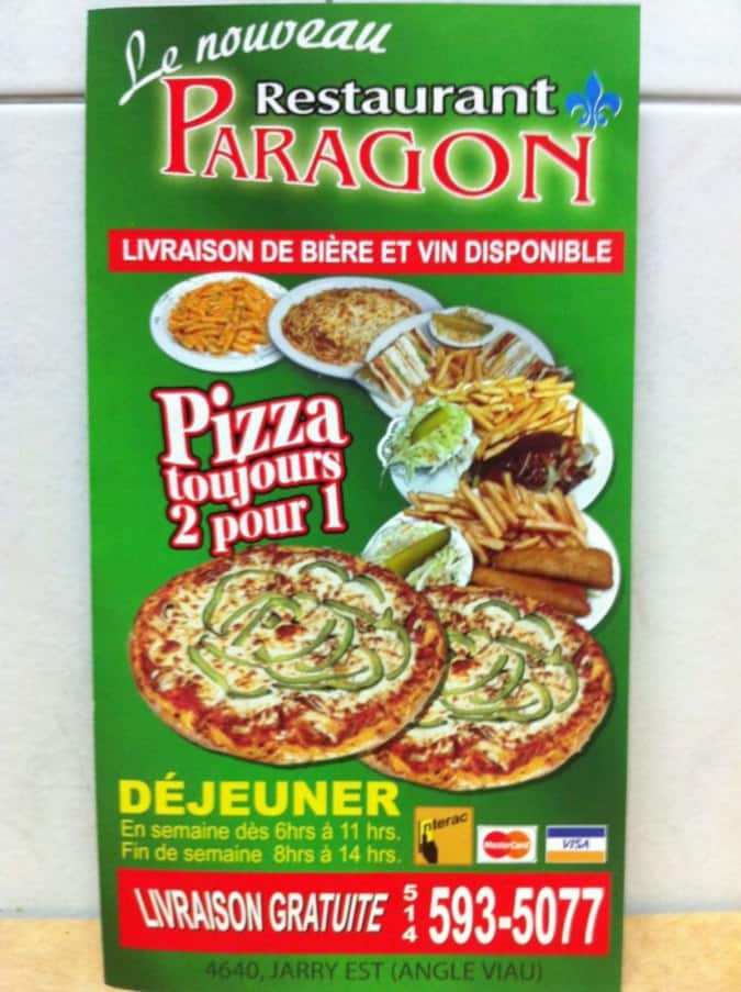 Nouveau Paragon Jarry Menu, Menu for Nouveau Paragon Jarry, Saint