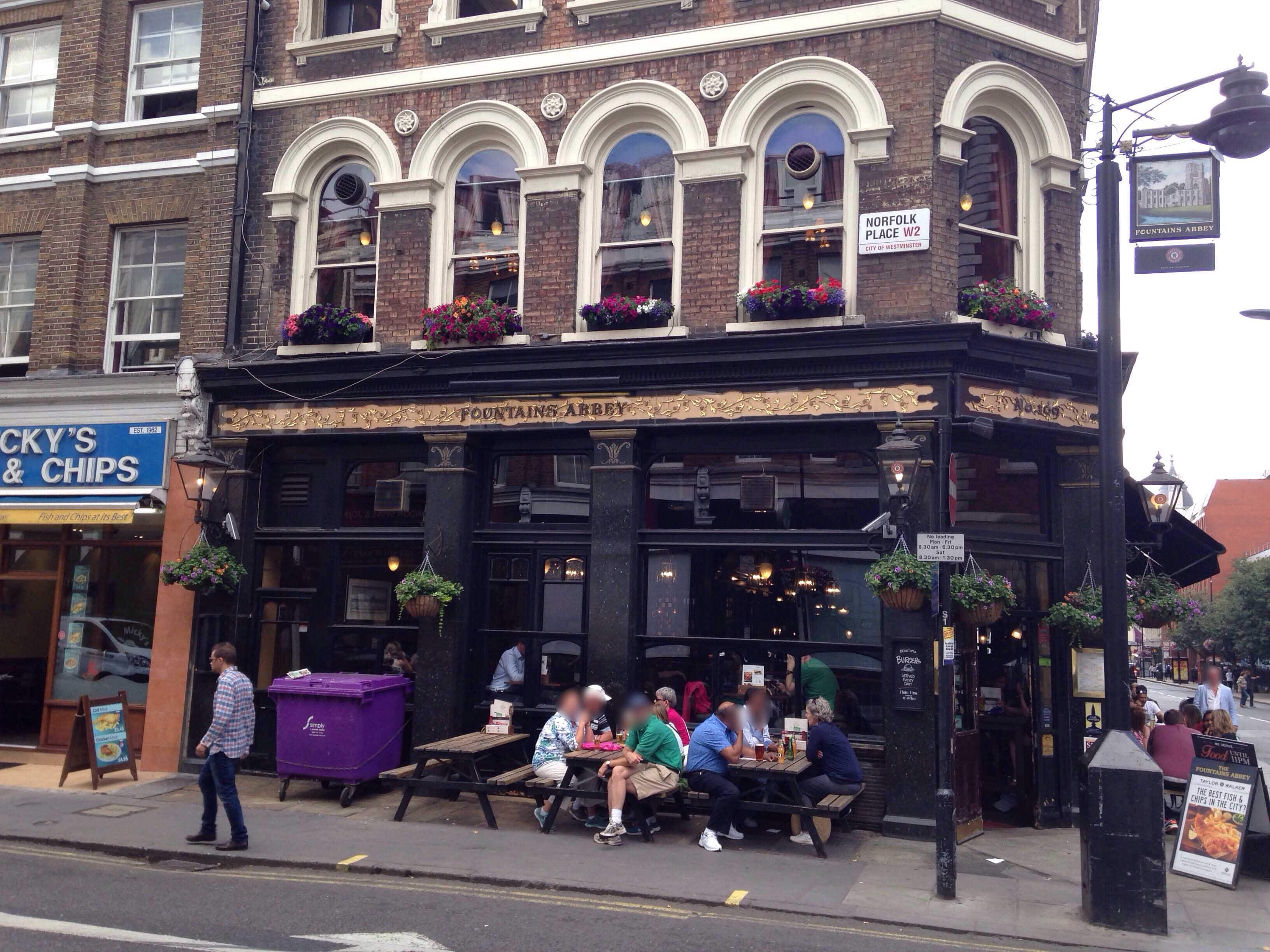 Menu of Fountains Abbey, Praed Street, Paddington, London