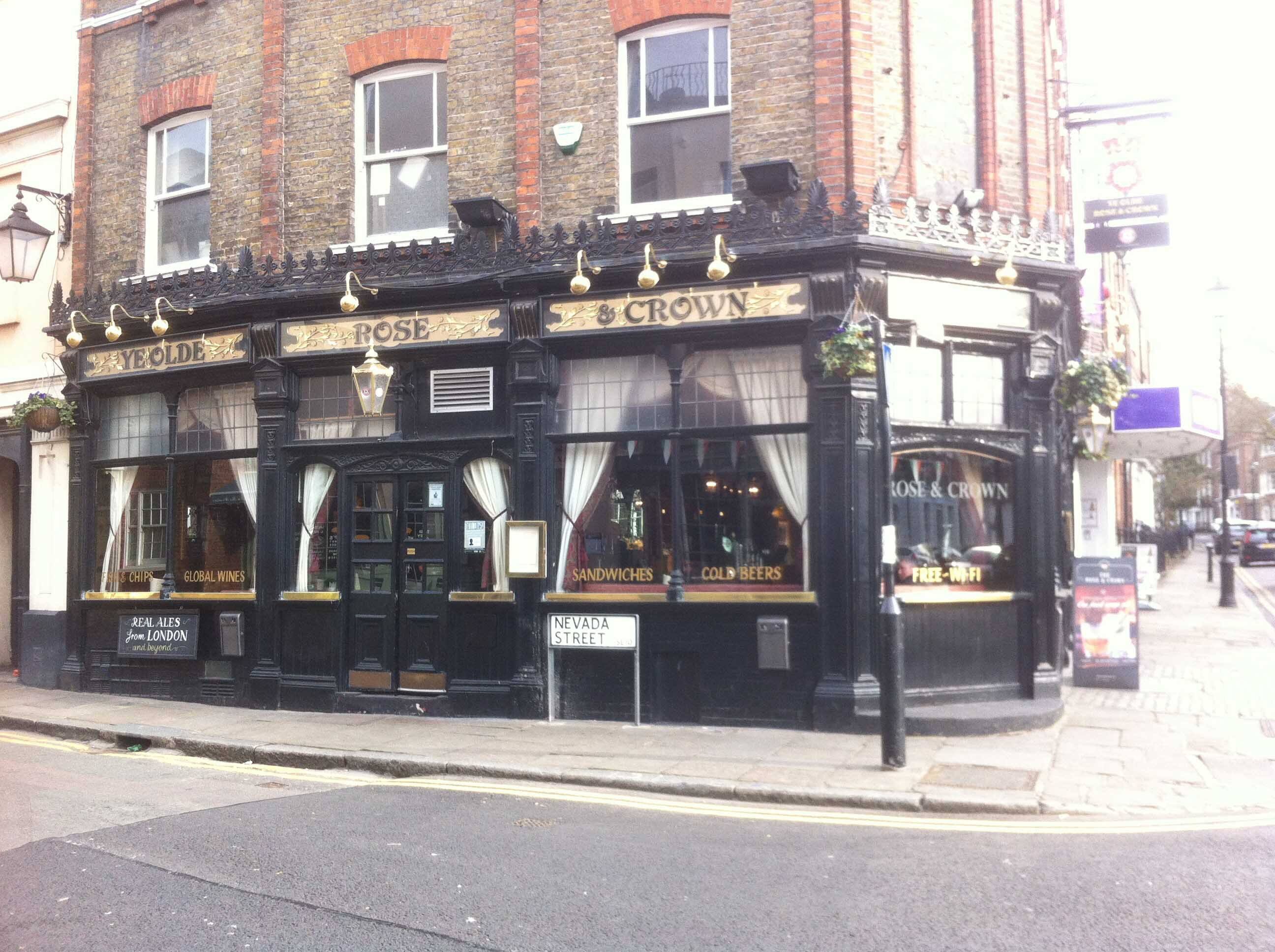 Menu of Ye Olde Rose & Crown, Greenwich, London