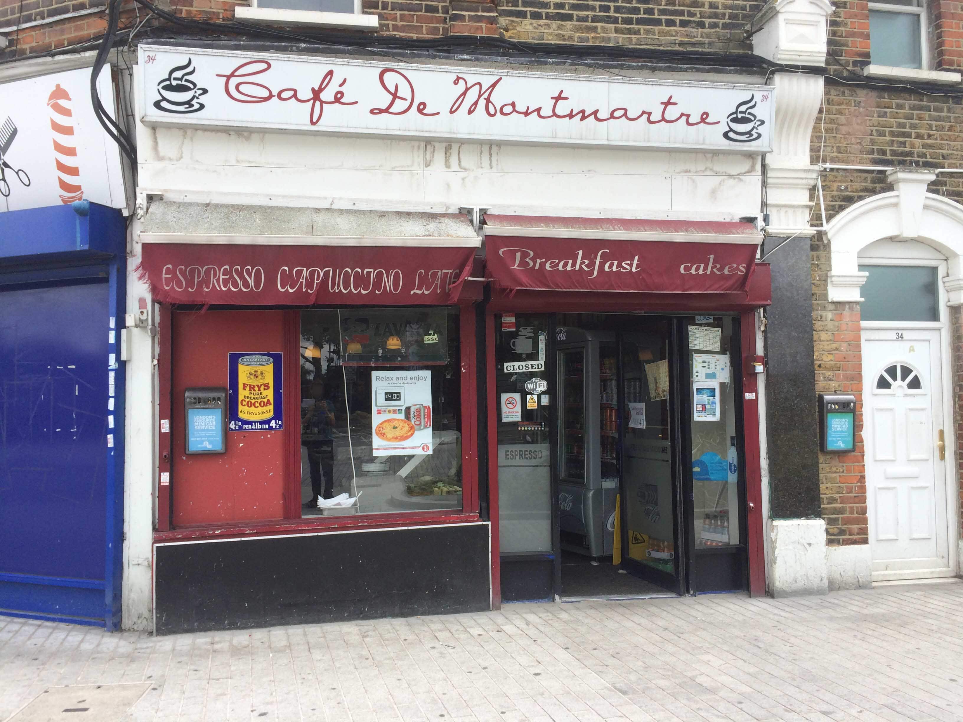 Menu of Cafe De Montmartre, Leytonstone, London