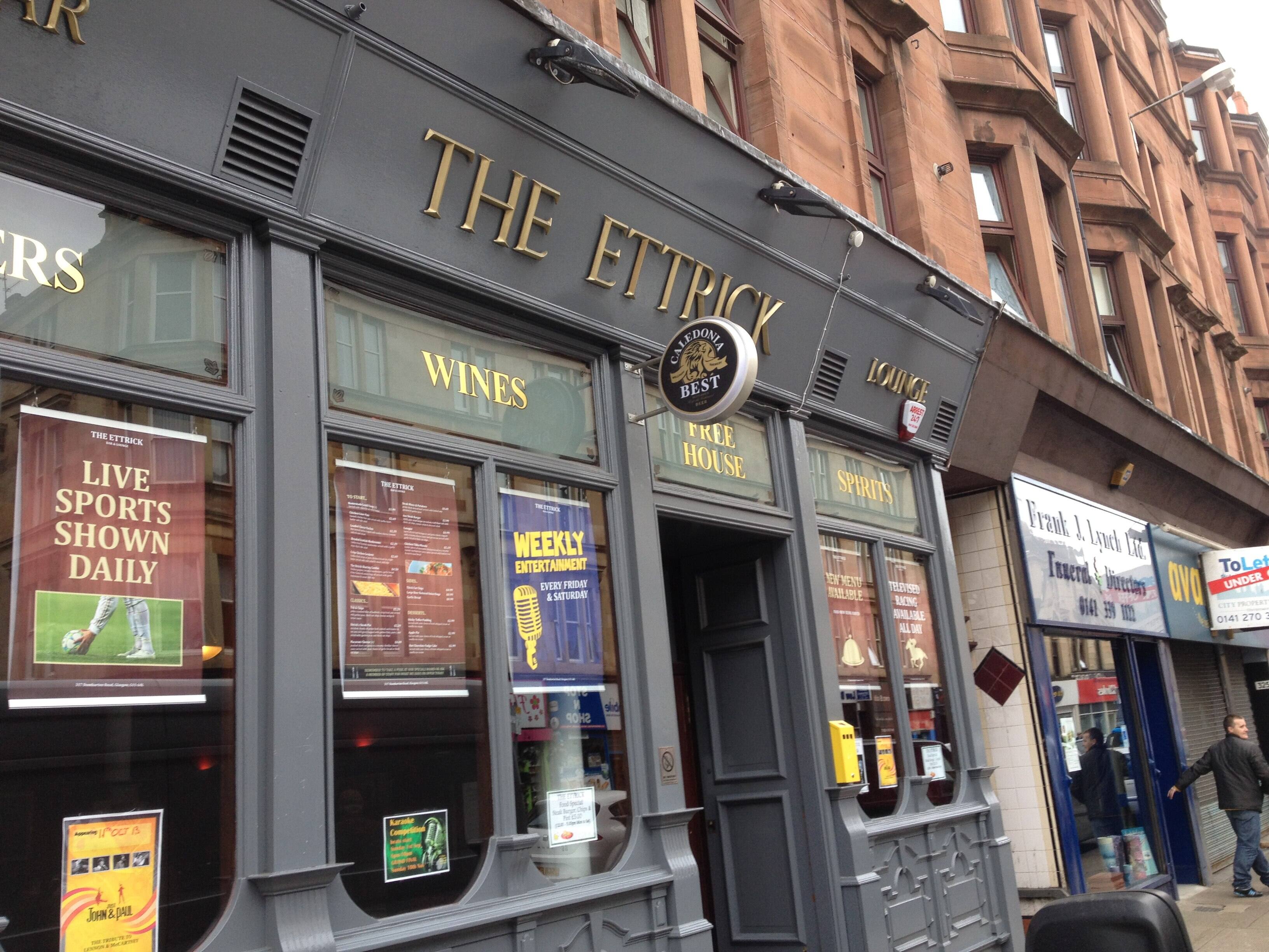 The Ettrick Menu, Menu for The Ettrick, Clydebank, Glasgow