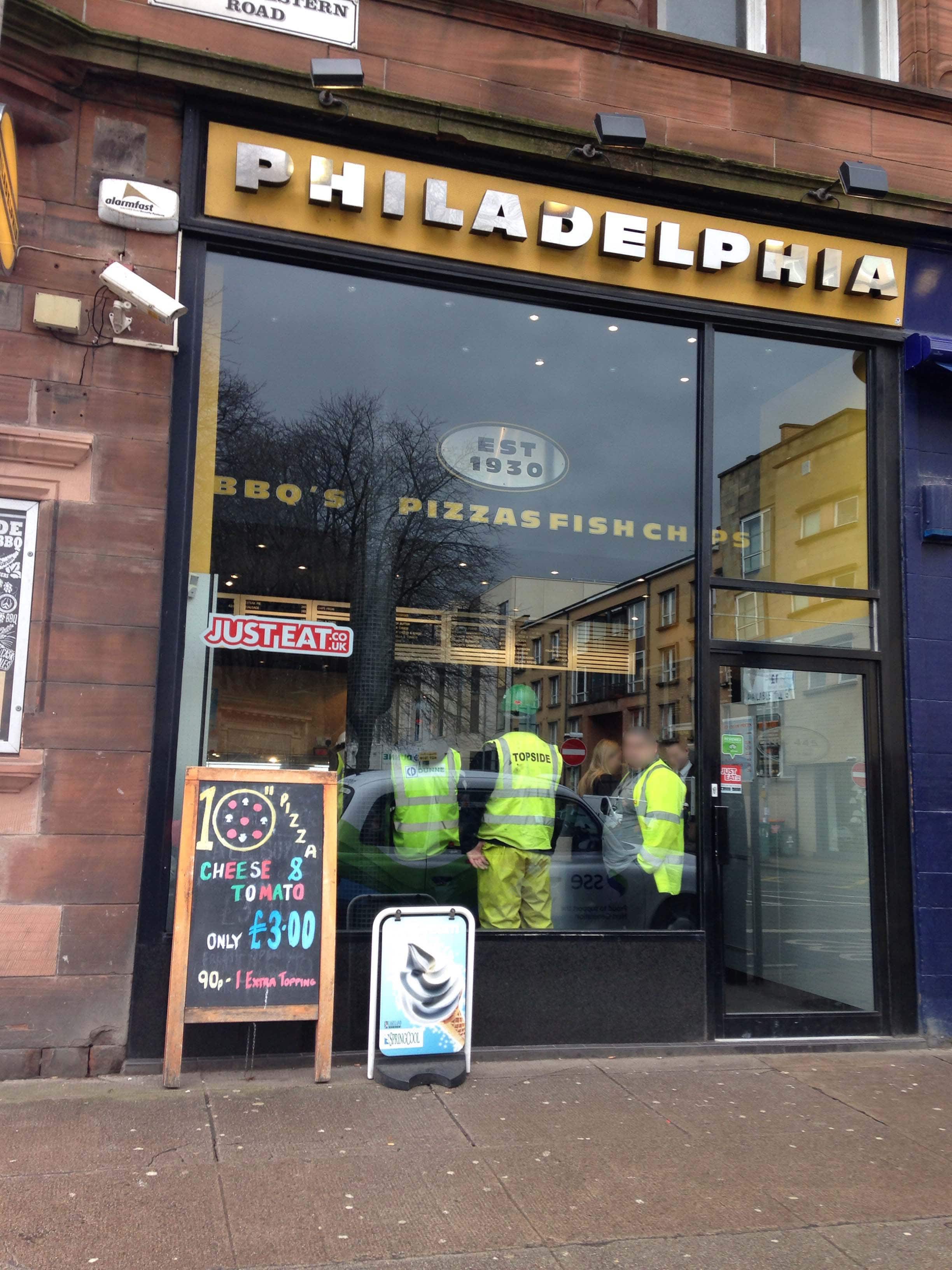 Menu of Philadelphia, West End, Glasgow