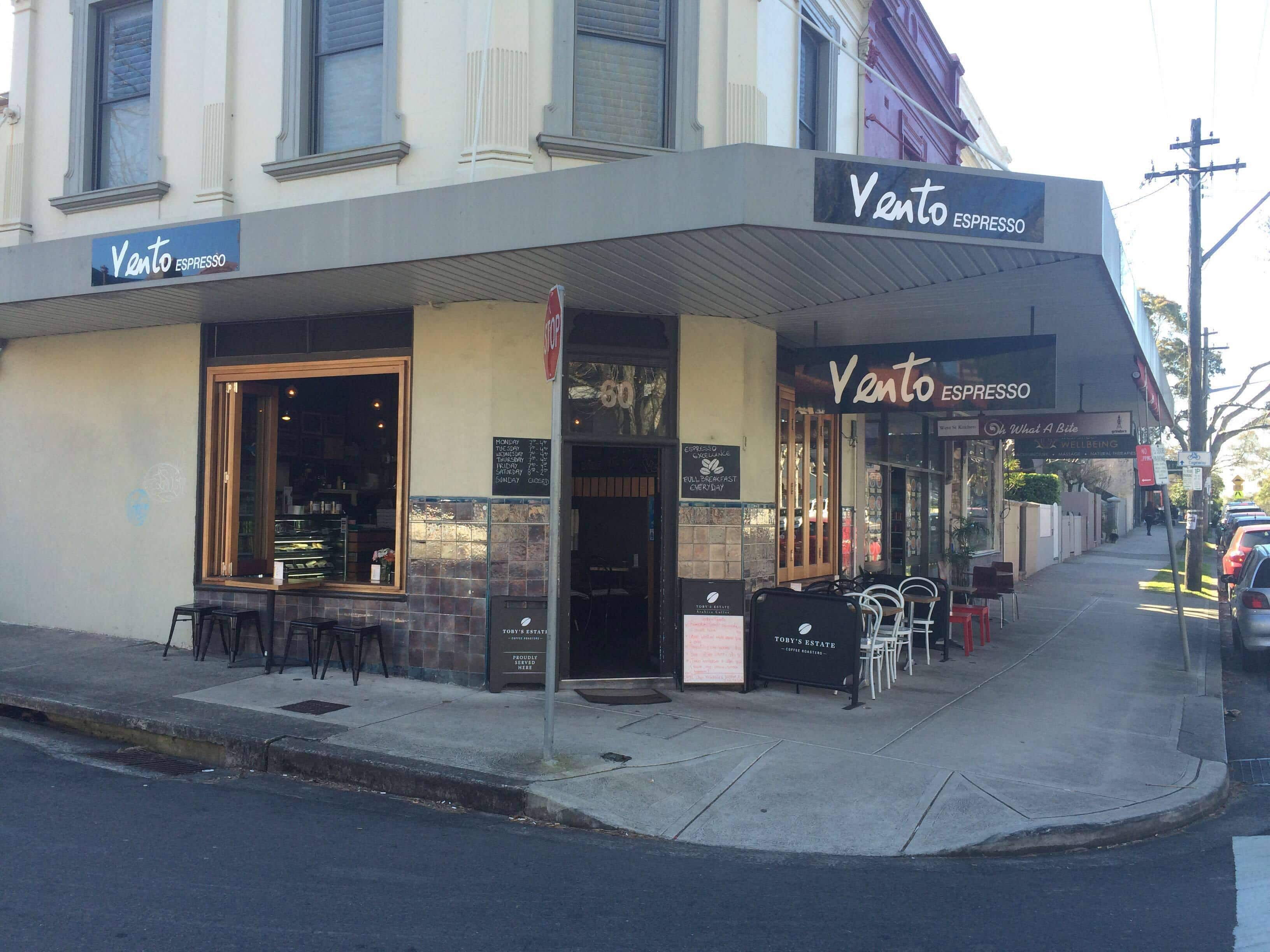 Menu of Vento Espresso, North Sydney, Sydney