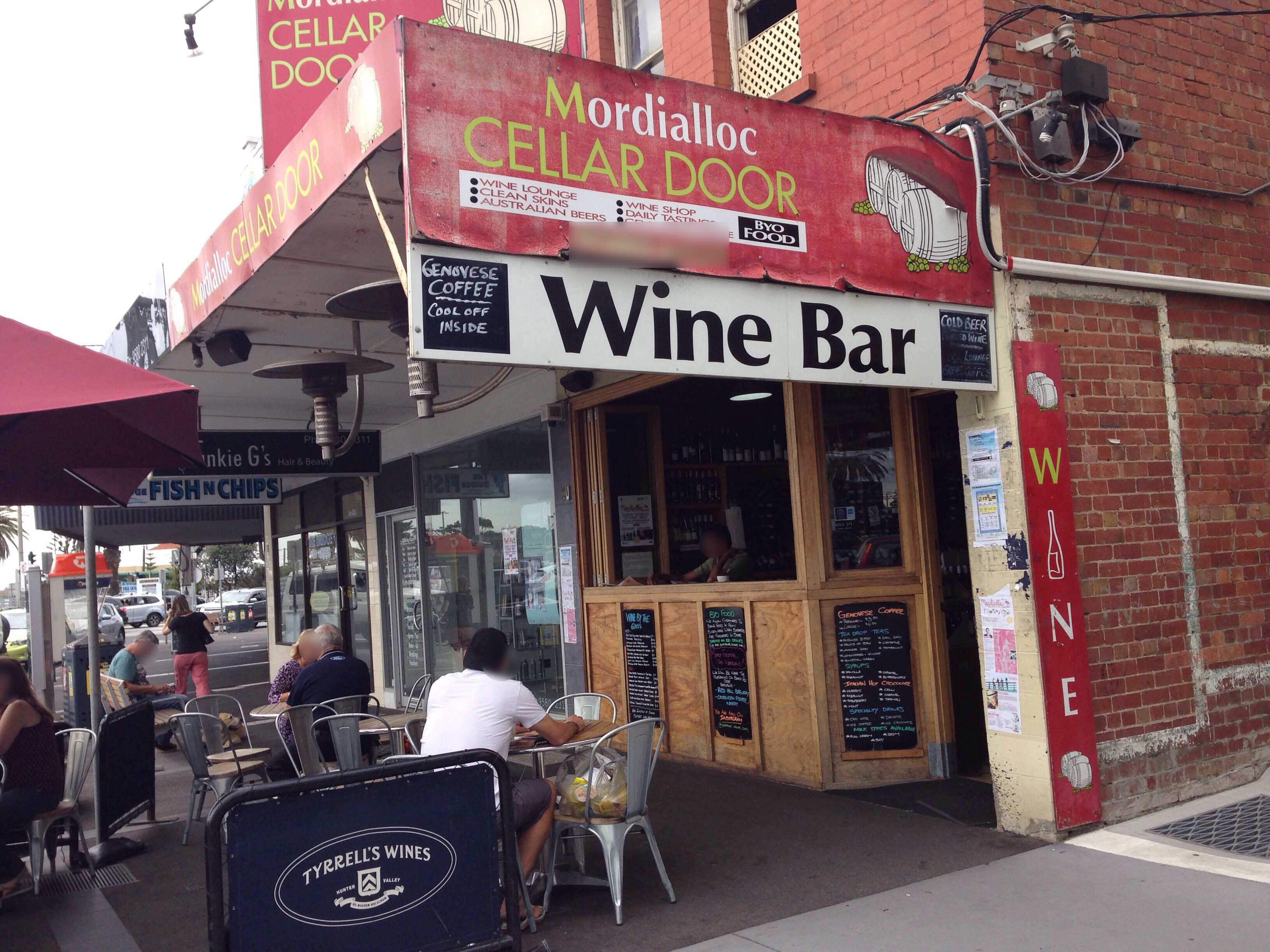 Menu of Mordialloc Cellar Door, Mordialloc, Melbourne