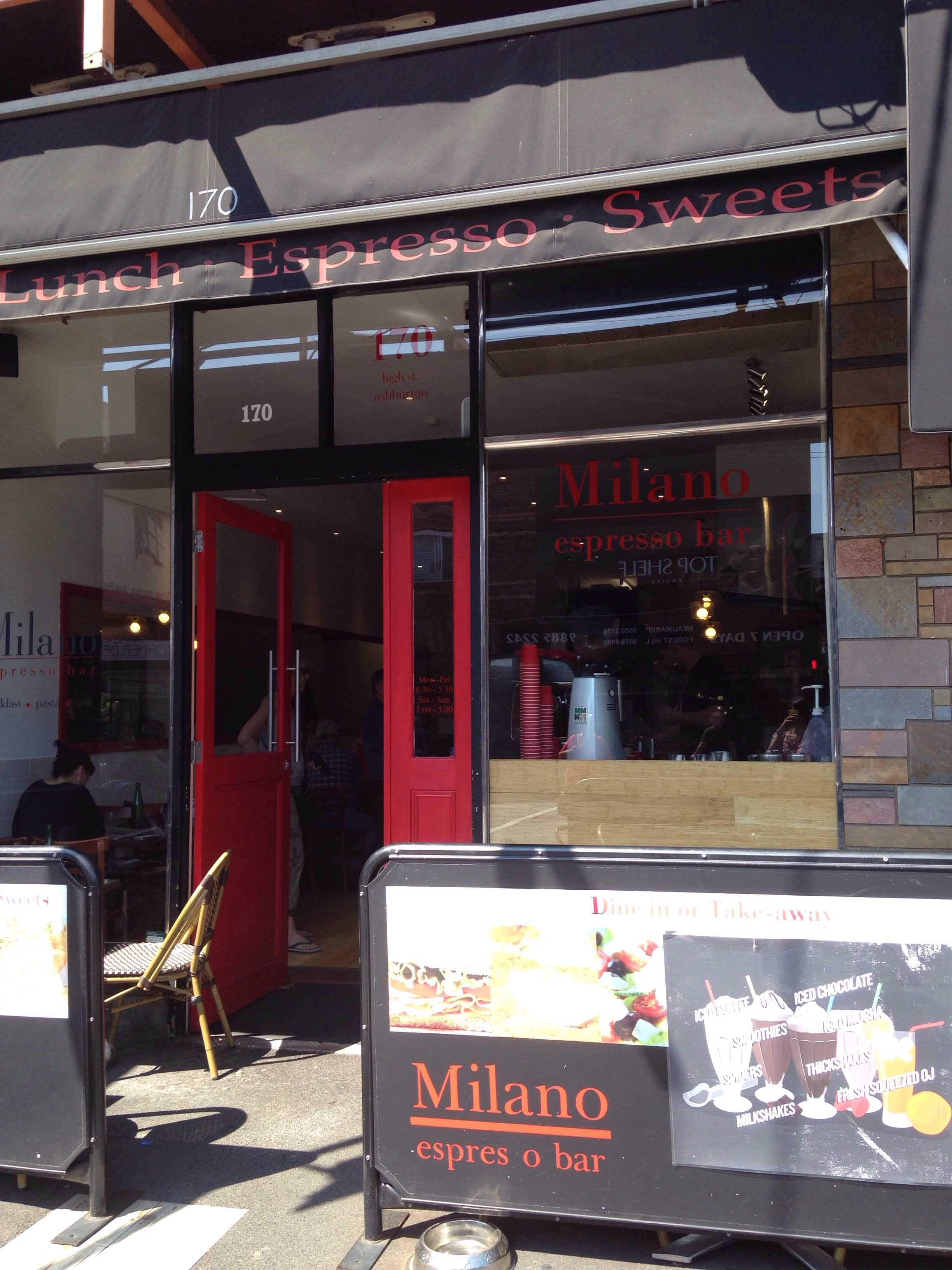 Milano Espresso Bar Menu, Menu for Milano Espresso Bar, Ashburton