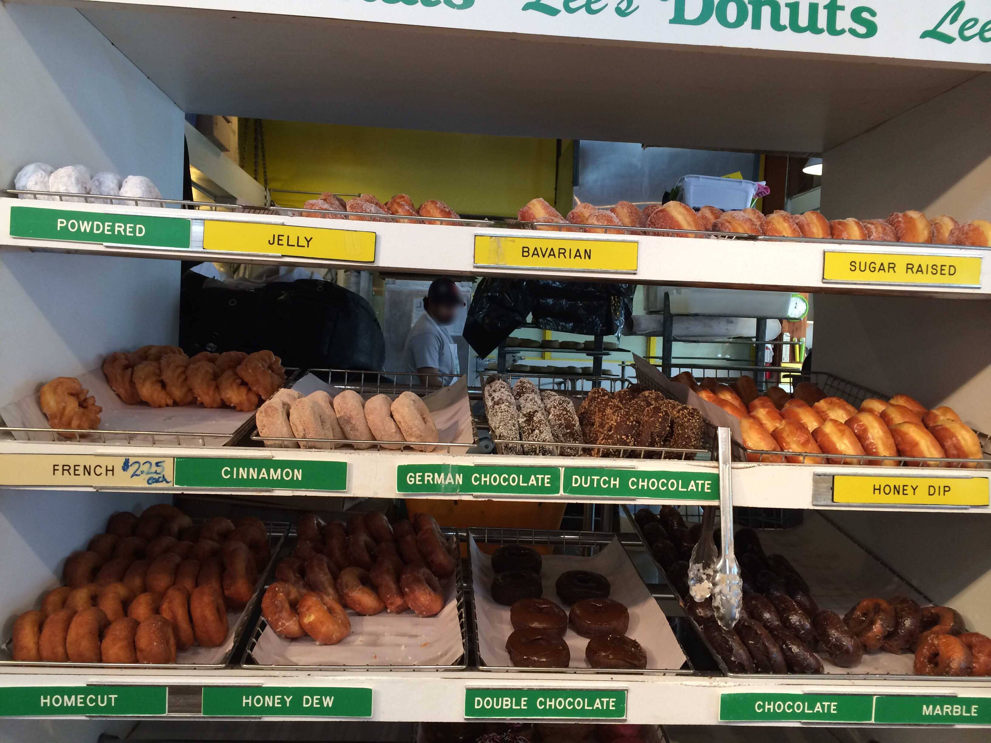 Menu of Lee's Donuts, Granville Island, Vancouver