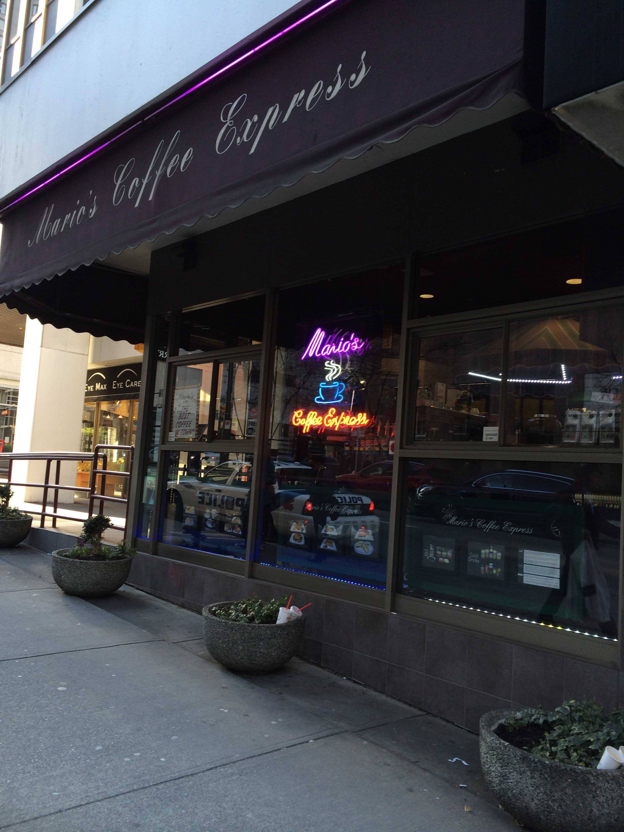 Menu of Mario's Coffee Express, Downtown, Vancouver