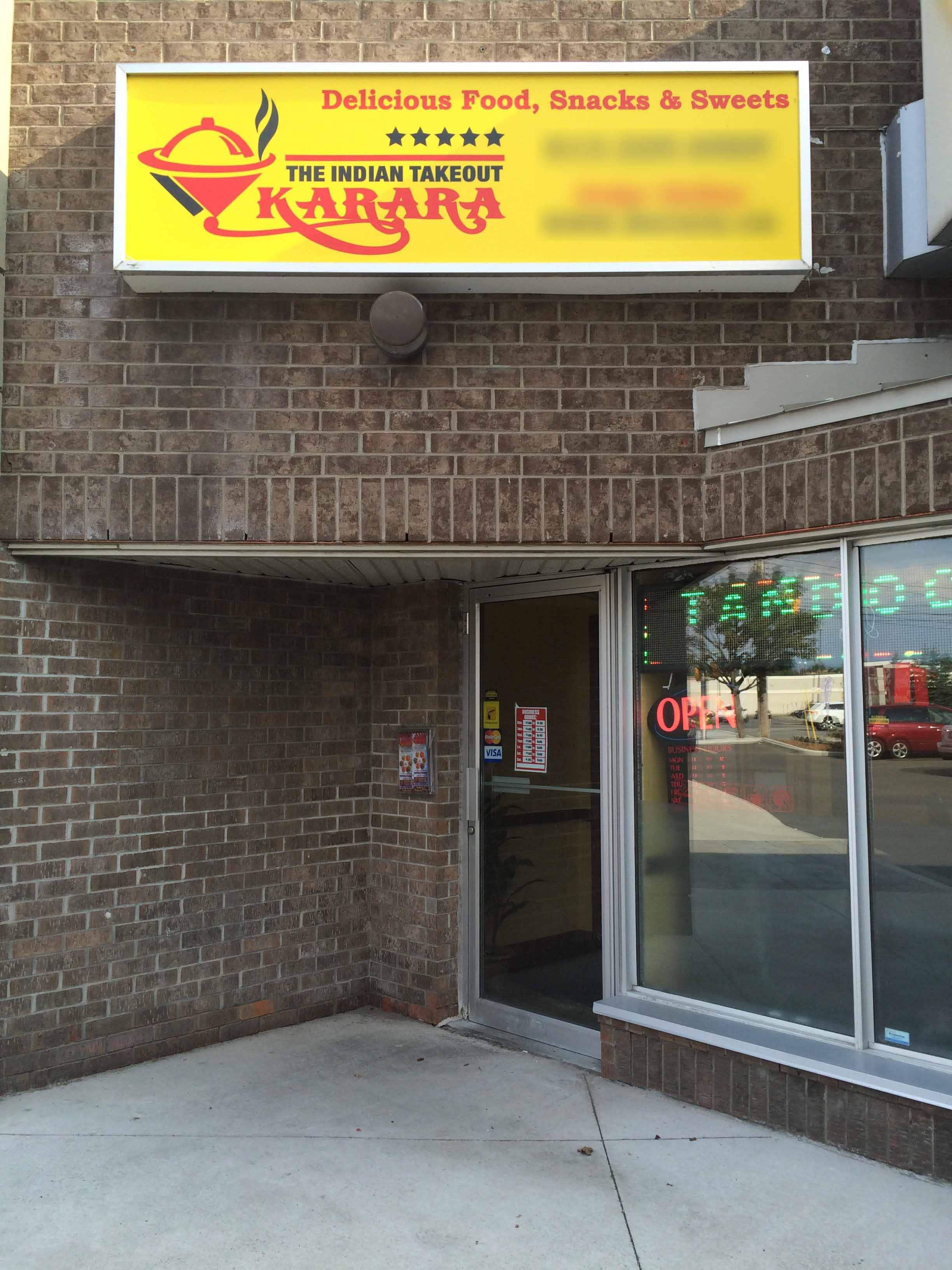 Menu of Karara The Indian Takeout, Nepean, Ottawa