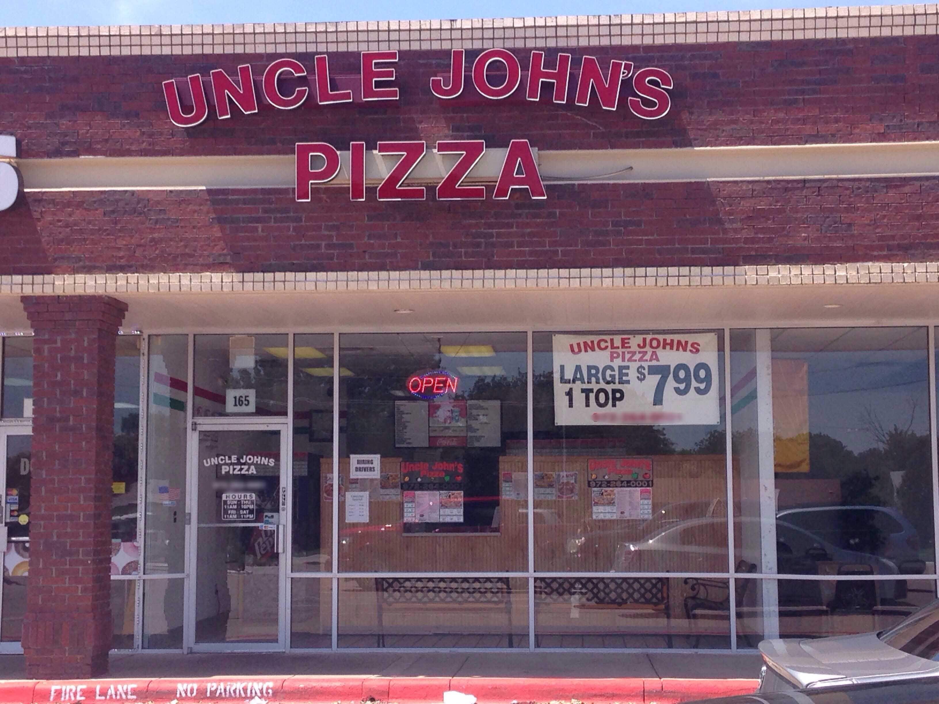 Menu of Uncle John's Pizza, Grand Prairie, Grand Prairie