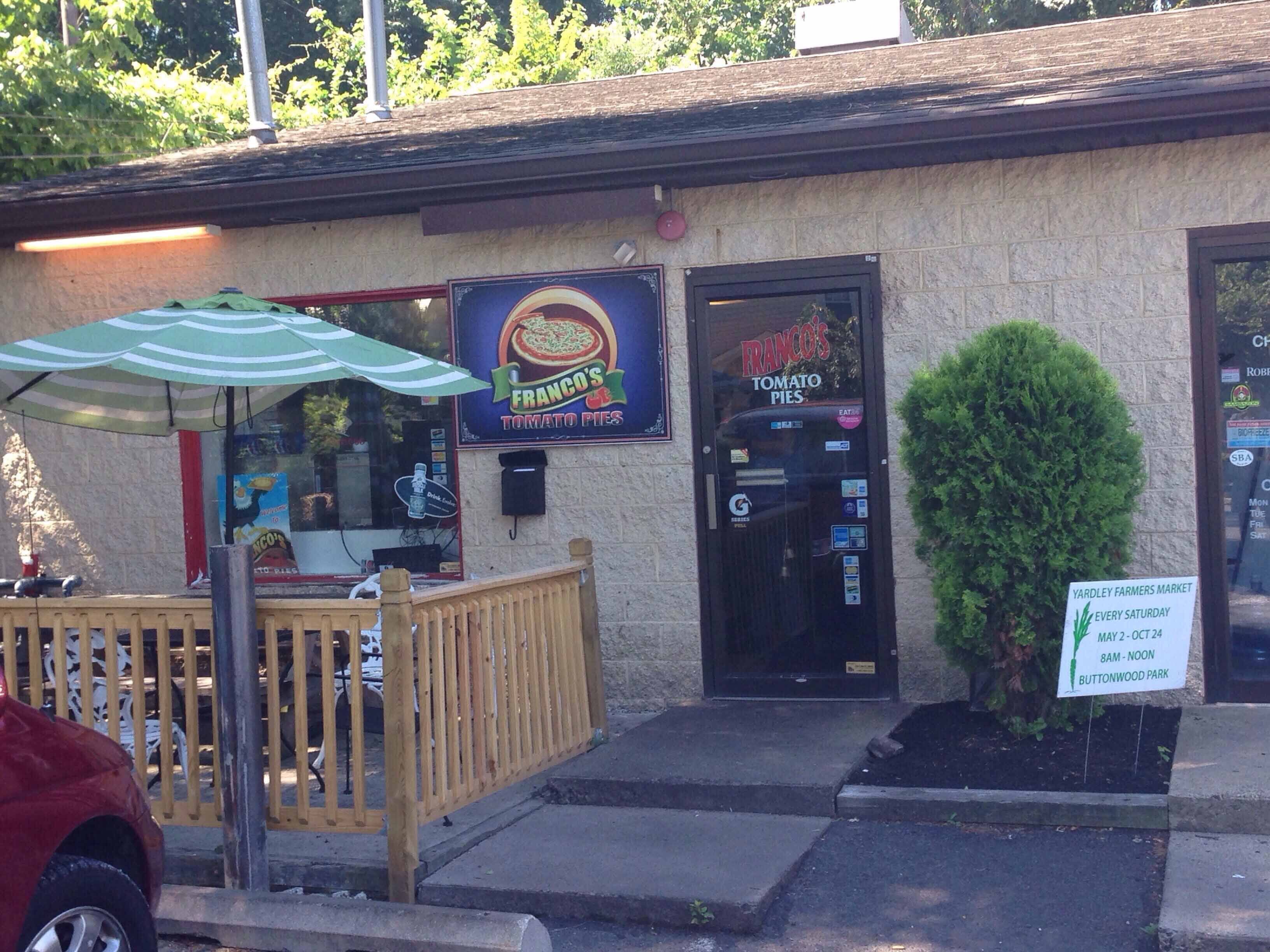 Menu of Franco's Tomato Pies, Yardley, Bucks County