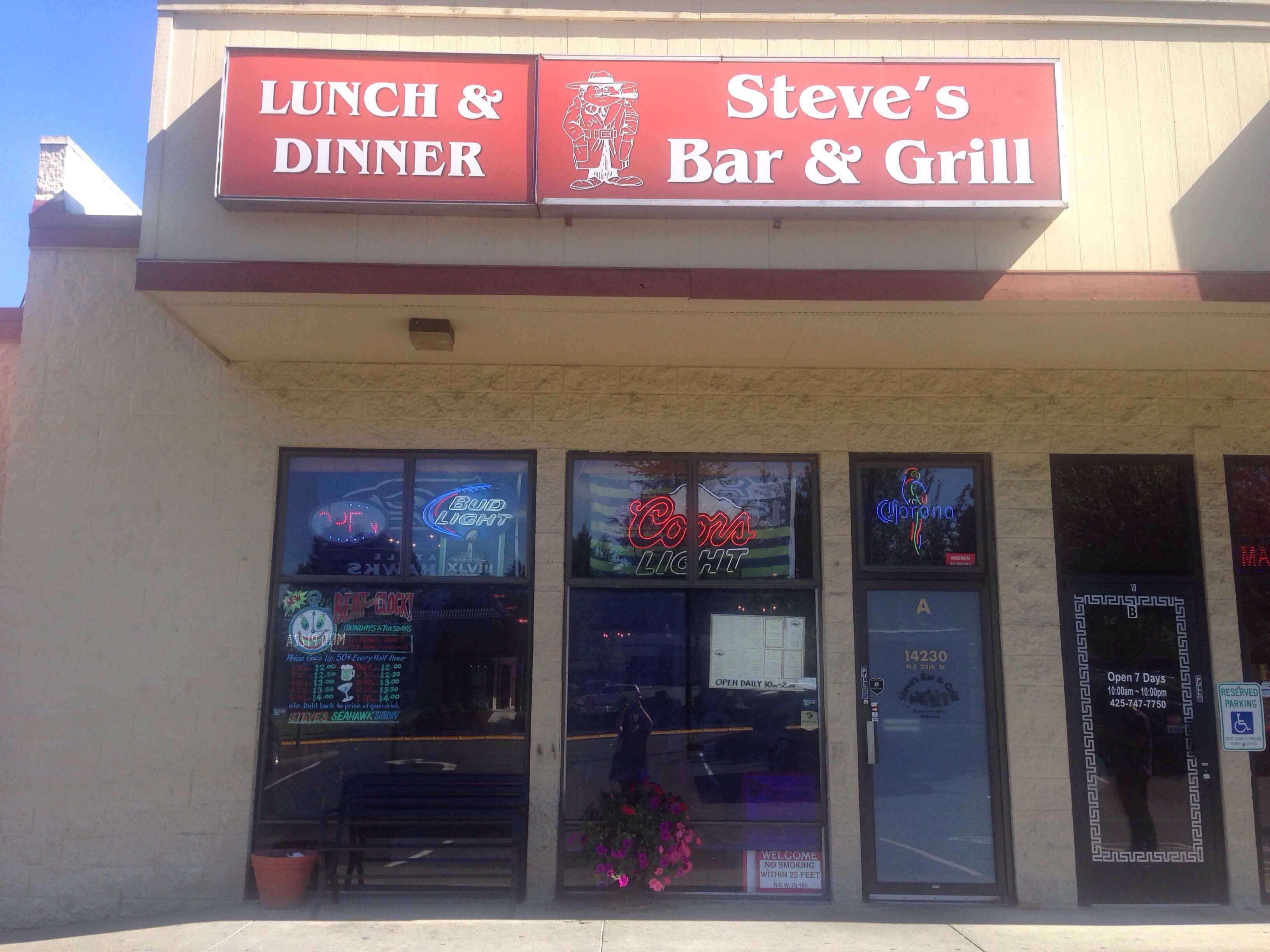 Menu of Steve's Bar & Grill, Bellevue, Bellevue