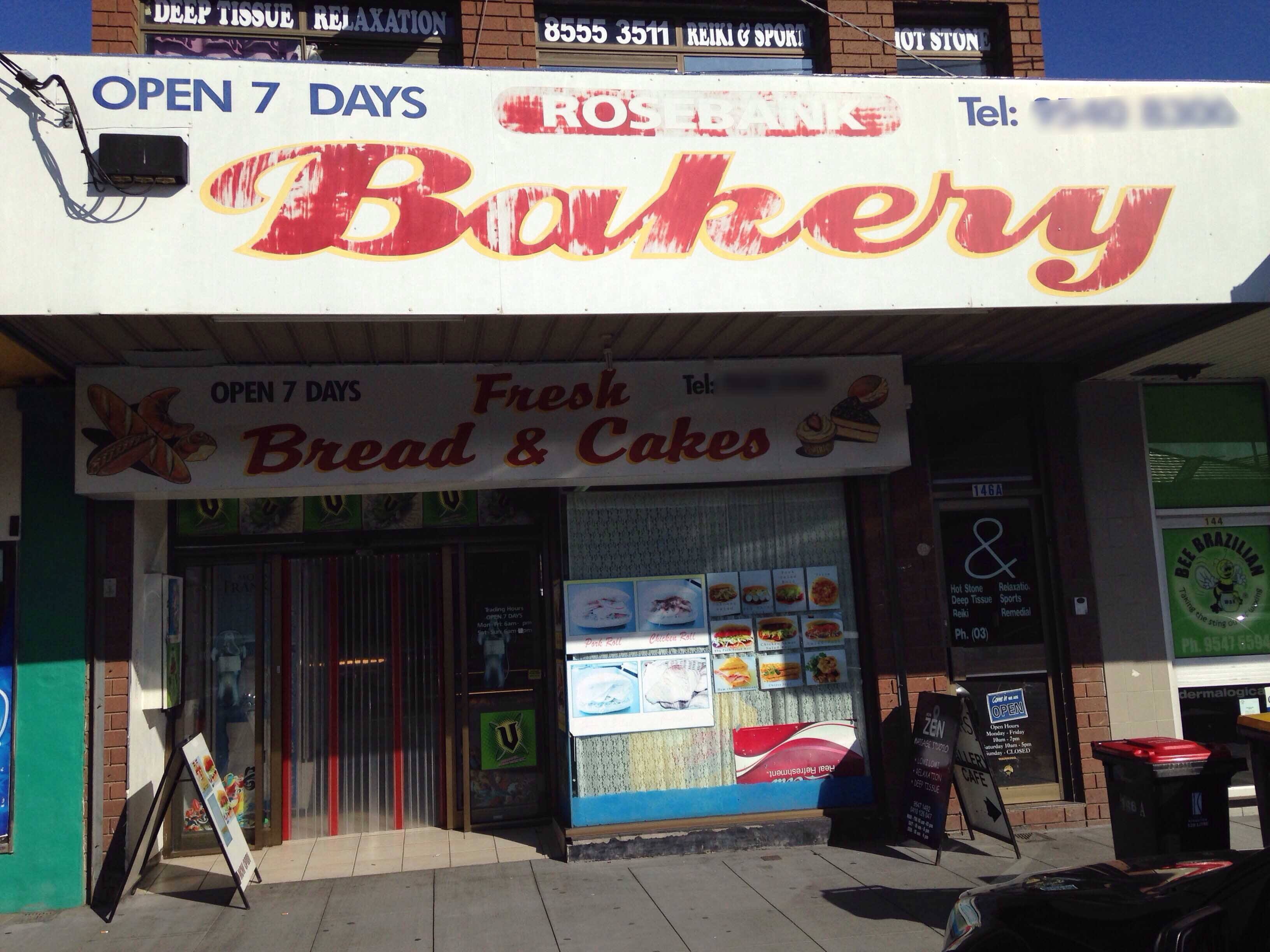 Menu of Rosebank Bakery, Clayton, Melbourne