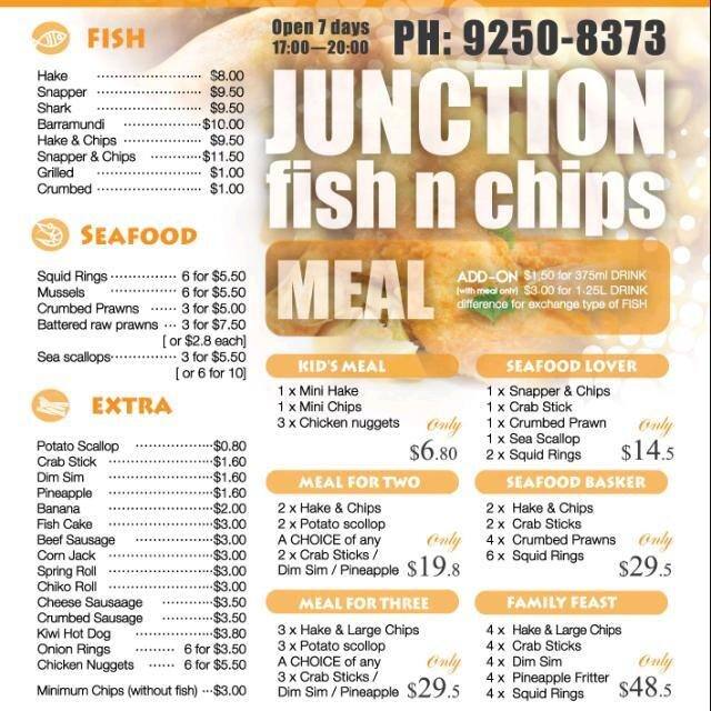 Menu of Fish Chips Junction, Woodbridge, Perth