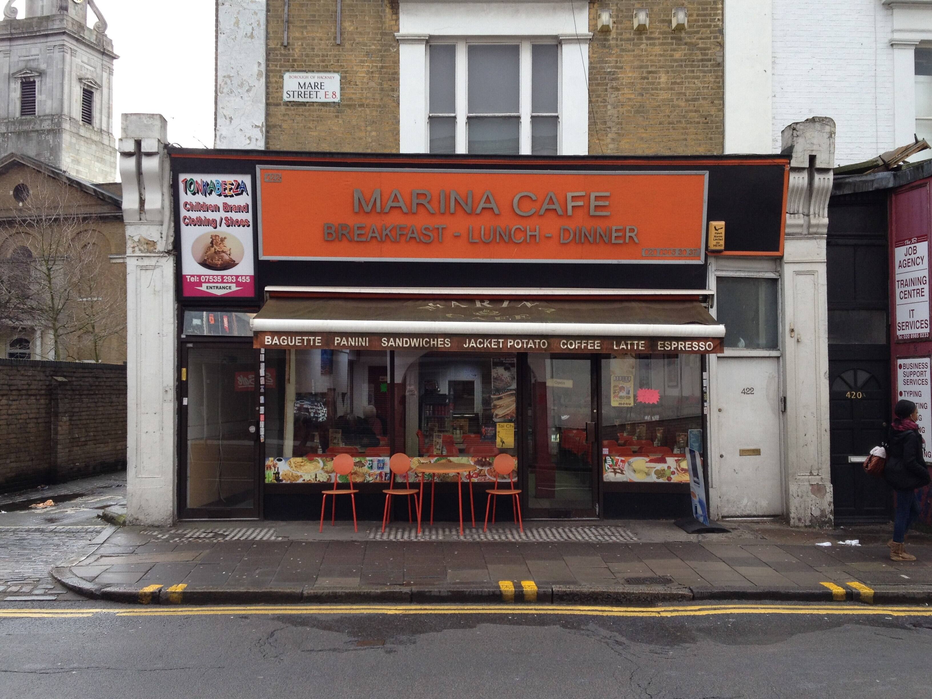 Marina Cafe Menu, Menu for Marina Cafe, Hackney, London