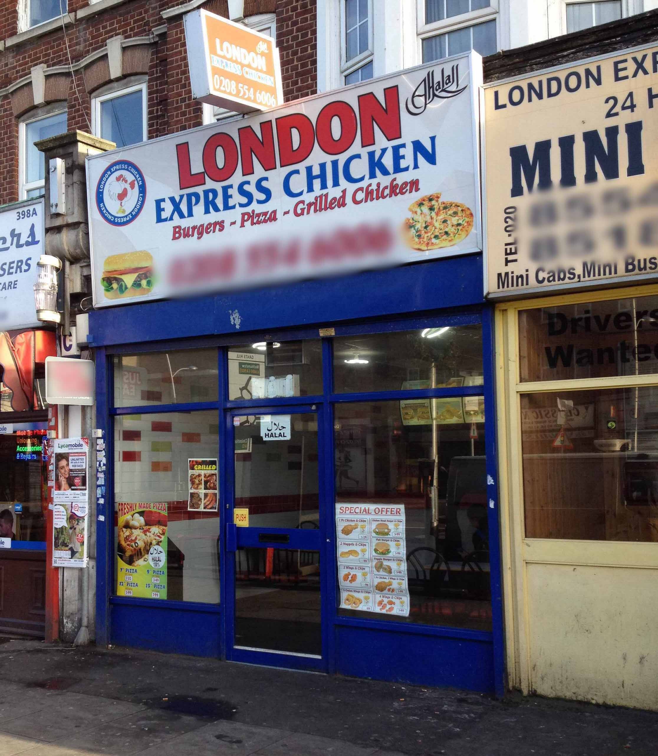 Menu of London Express Chicken, Gants Hill, London