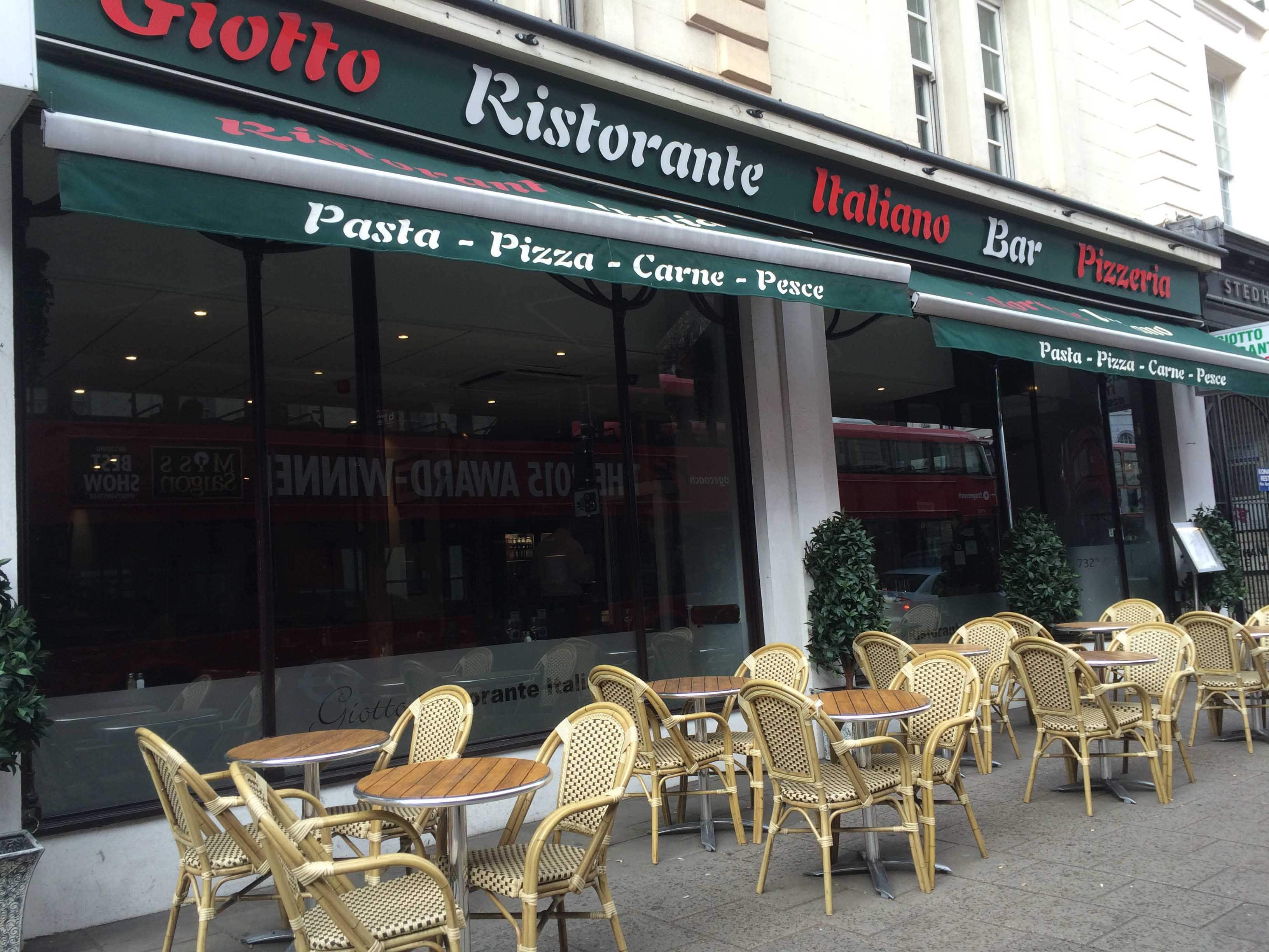 Menu of Giotto Restaurant, New Oxford Street, Holborn, London