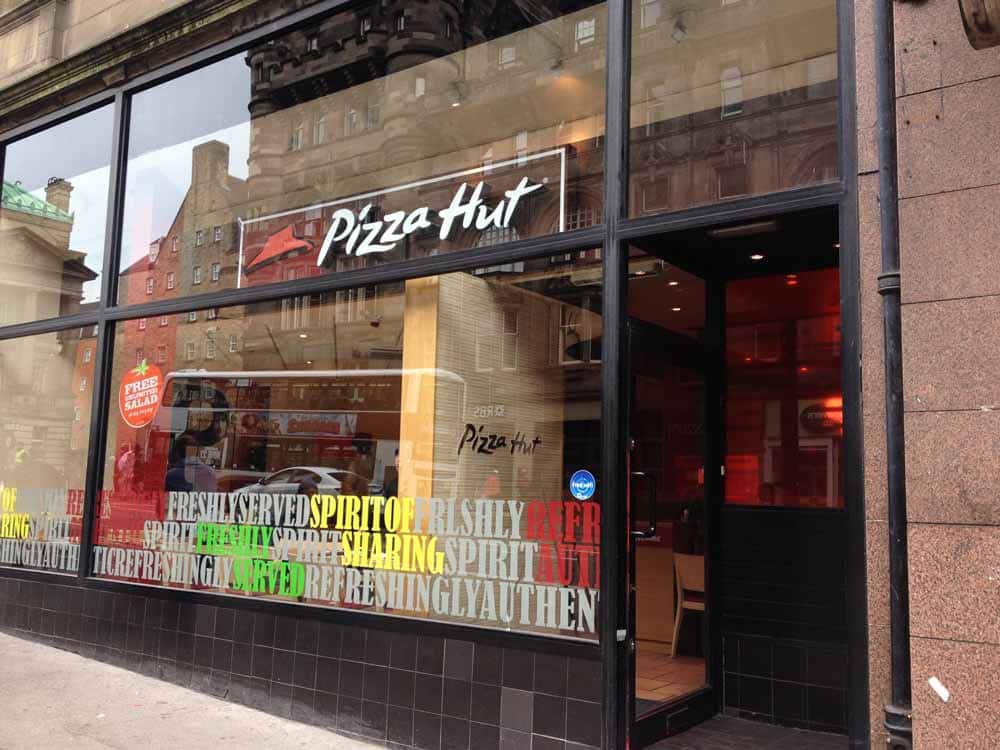 Menu of Pizza Hut, Old Town, Edinburgh