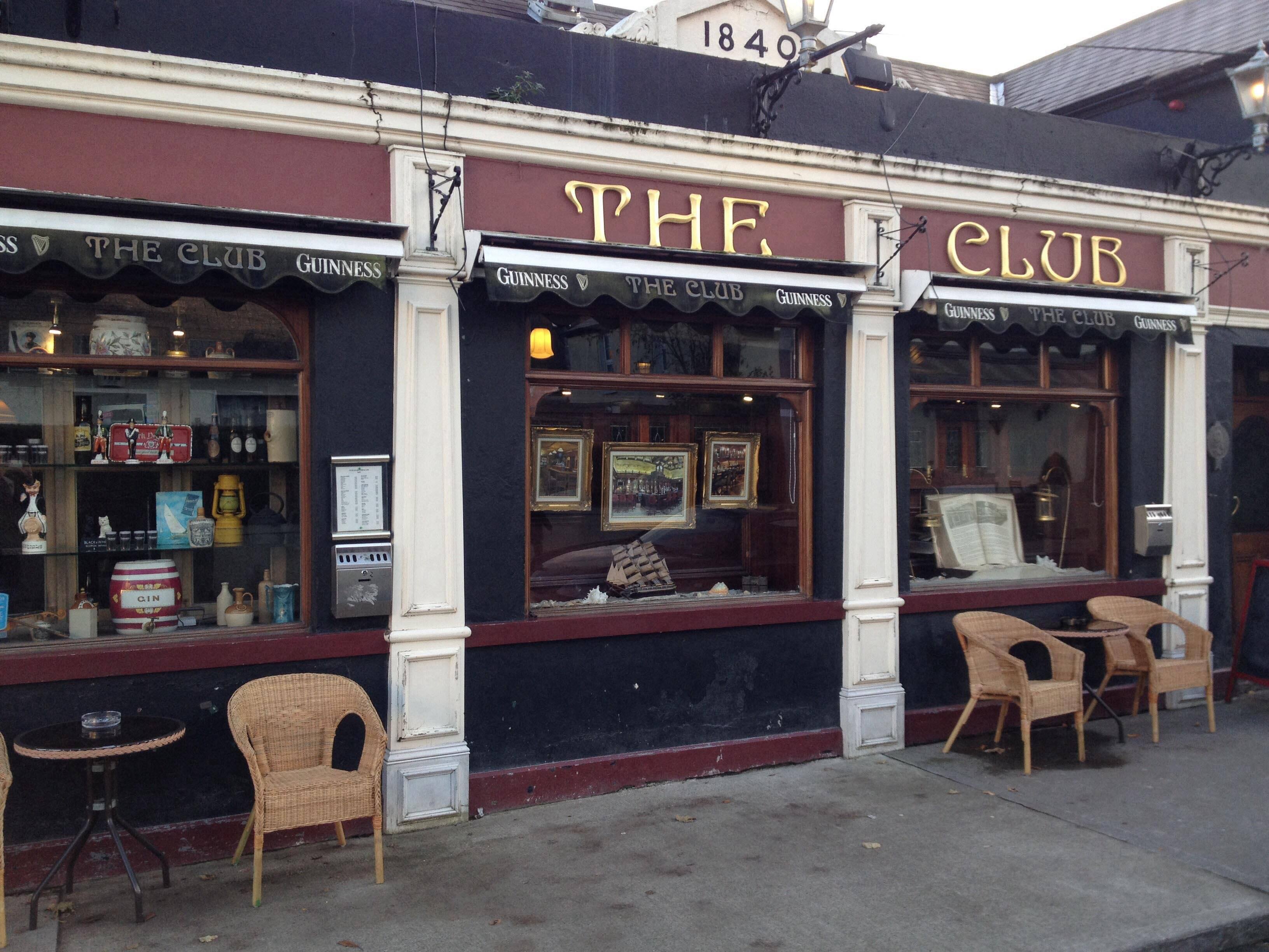 The Club Menu, Menu for The Club, Dalkey, Dublin