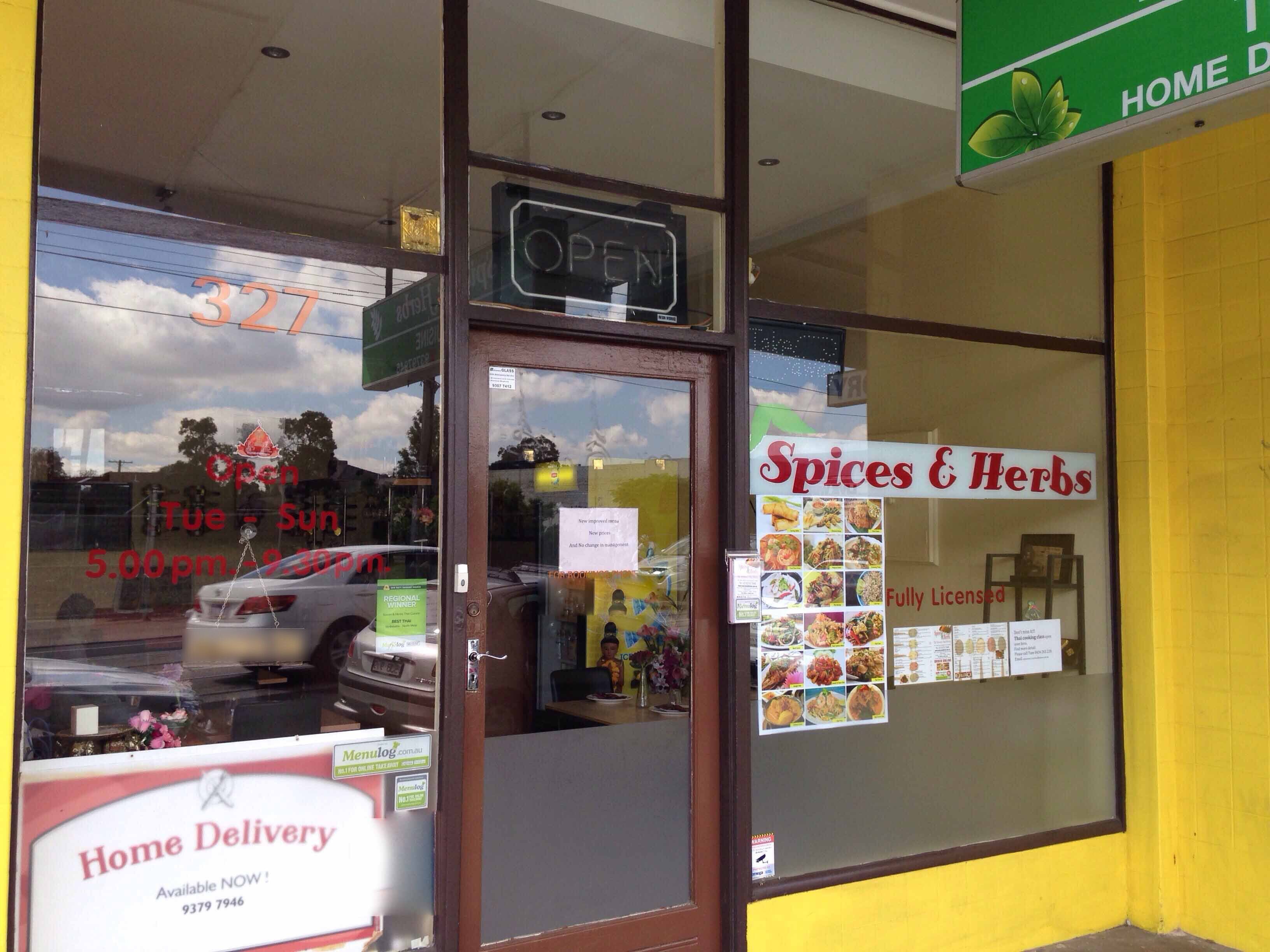 Menu of Spices & Herbs, Essendon, Melbourne