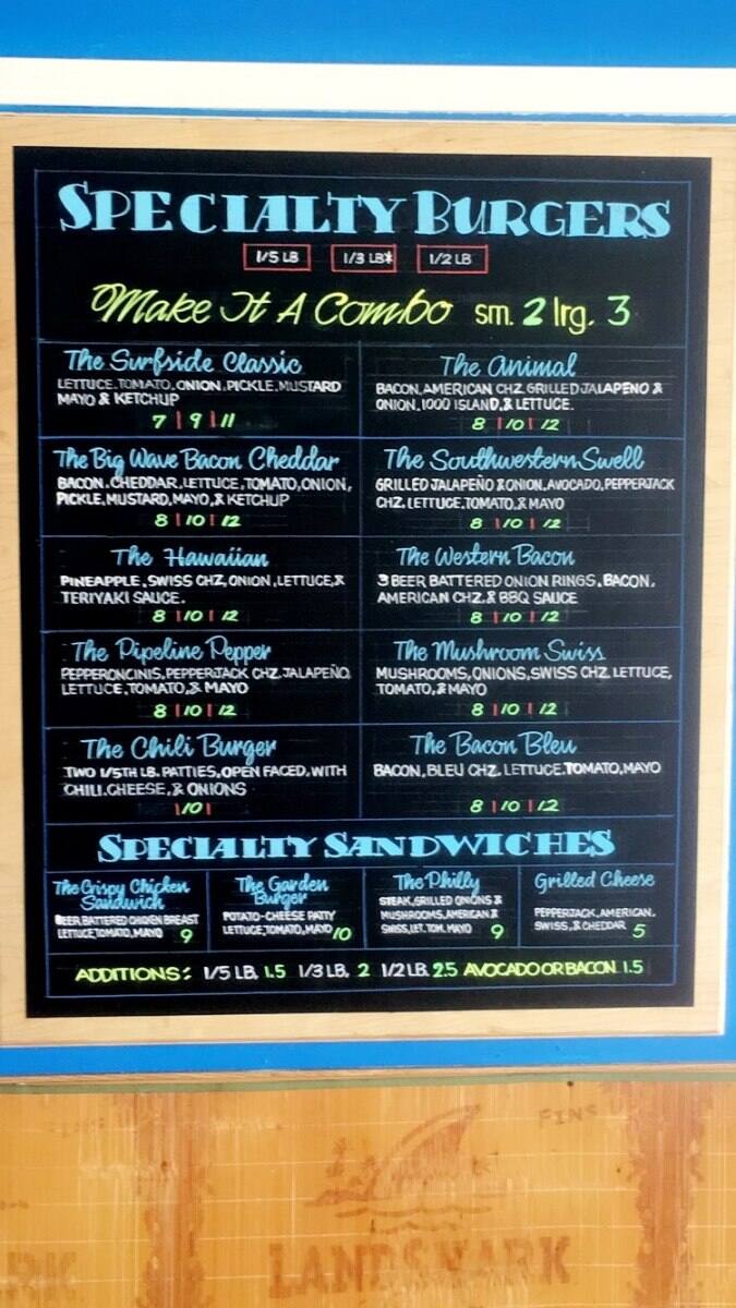 Surfside Burger Shack Menu, Menu for Surfside Burger Shack, Eureka, Eureka Urbanspoon/Zomato