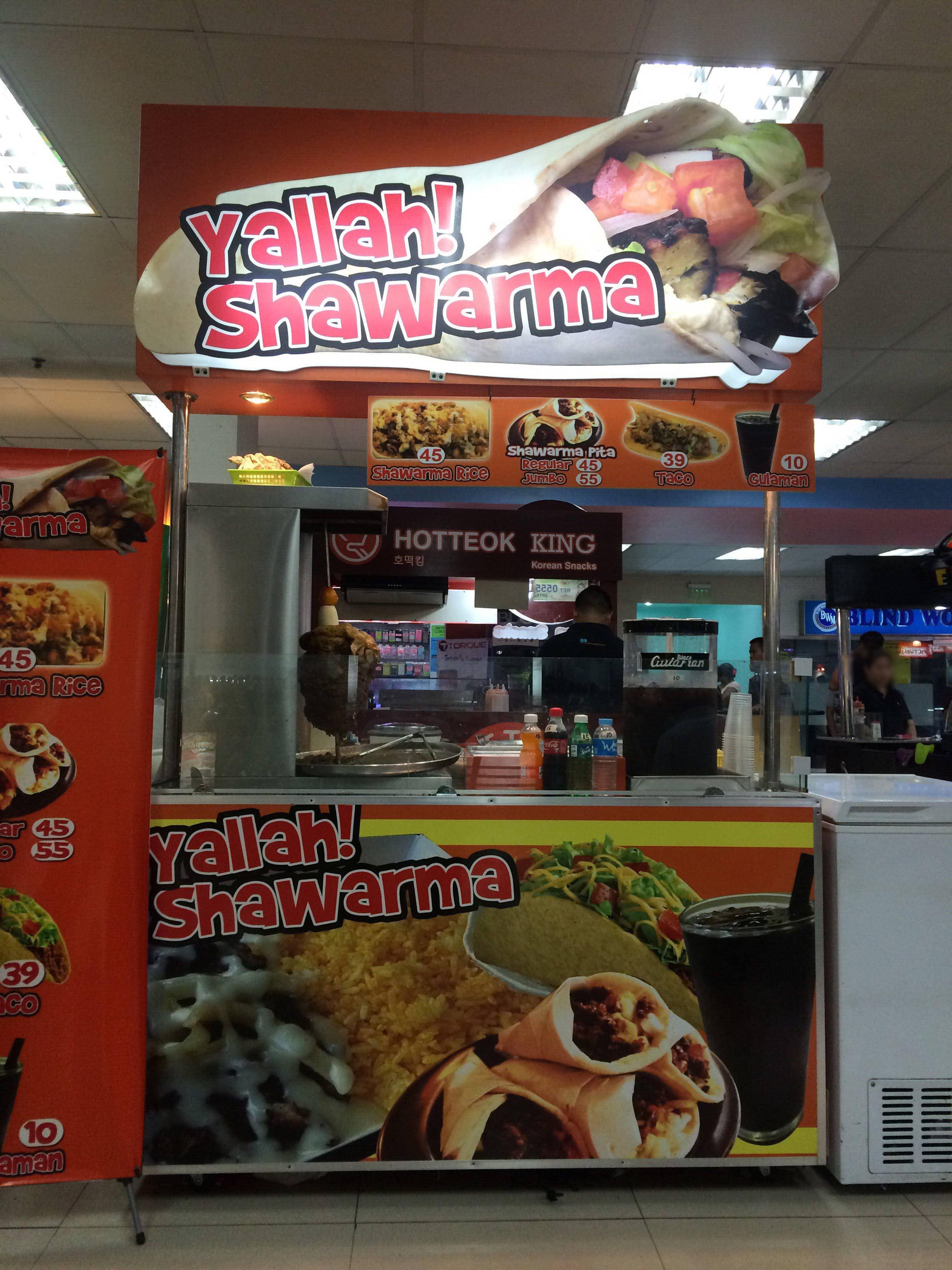 Menu of Yallah Shawarma, Santa Lucia, Pasig City