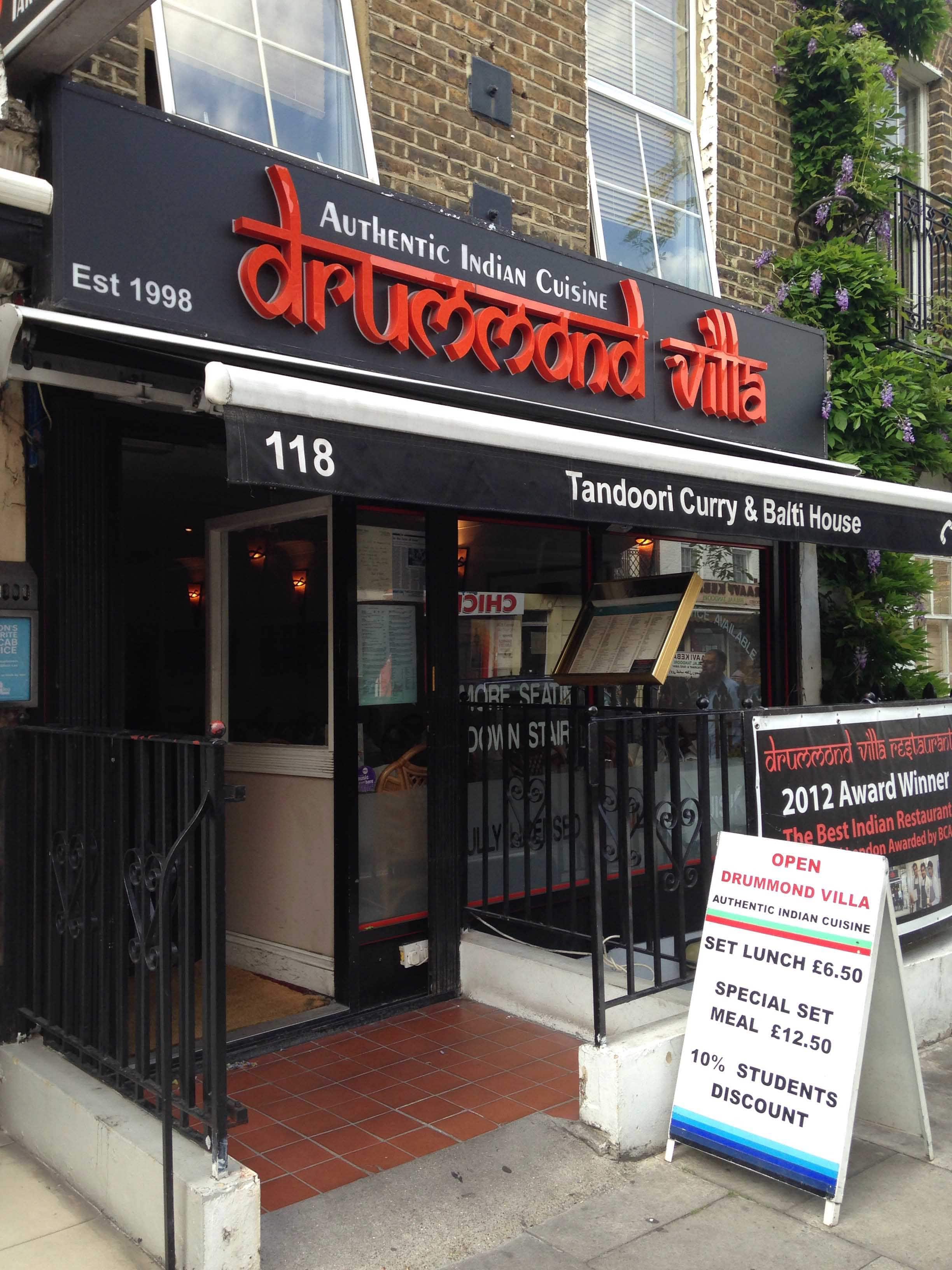 Menu of Drummond Villa, Drummond Street, Euston, London