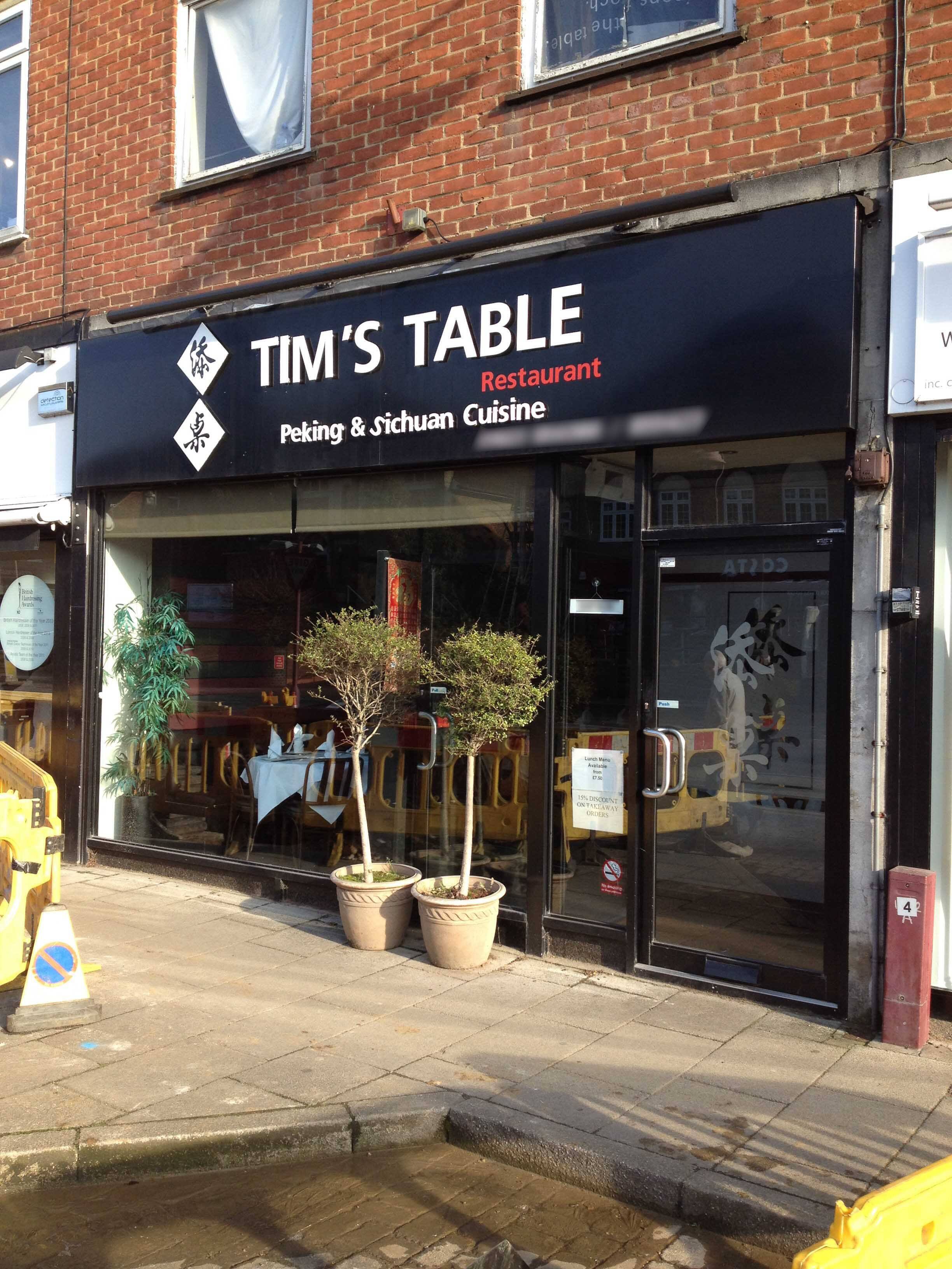 Menu of Tim's Table, Watling Street, Radlett, London