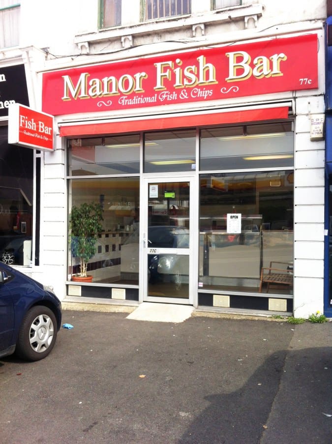 Manor Fish Bar menu, Menu restauracji Manor Fish Bar, Wallington