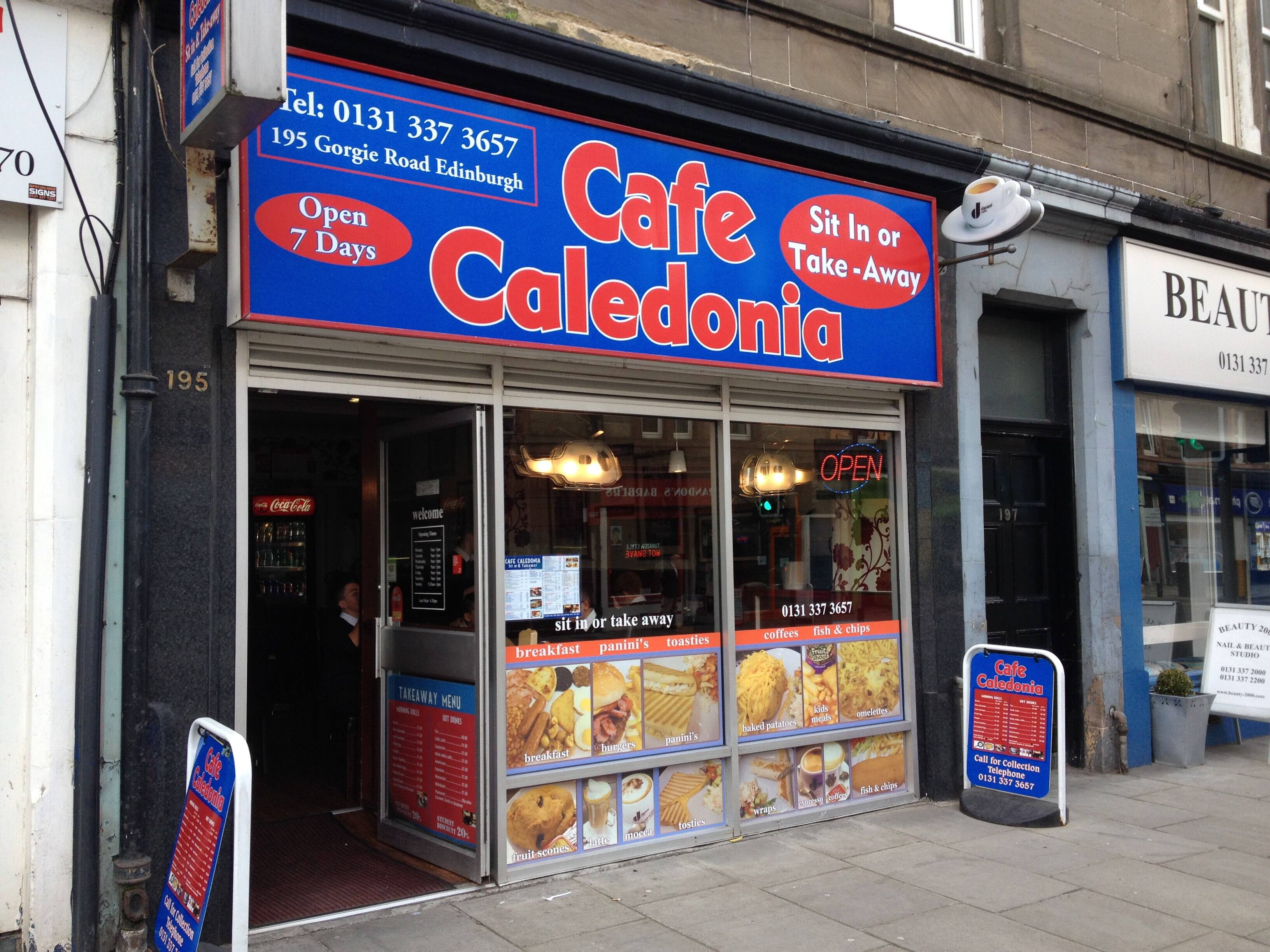 Menu of Cafe Caledonia, Edinburgh