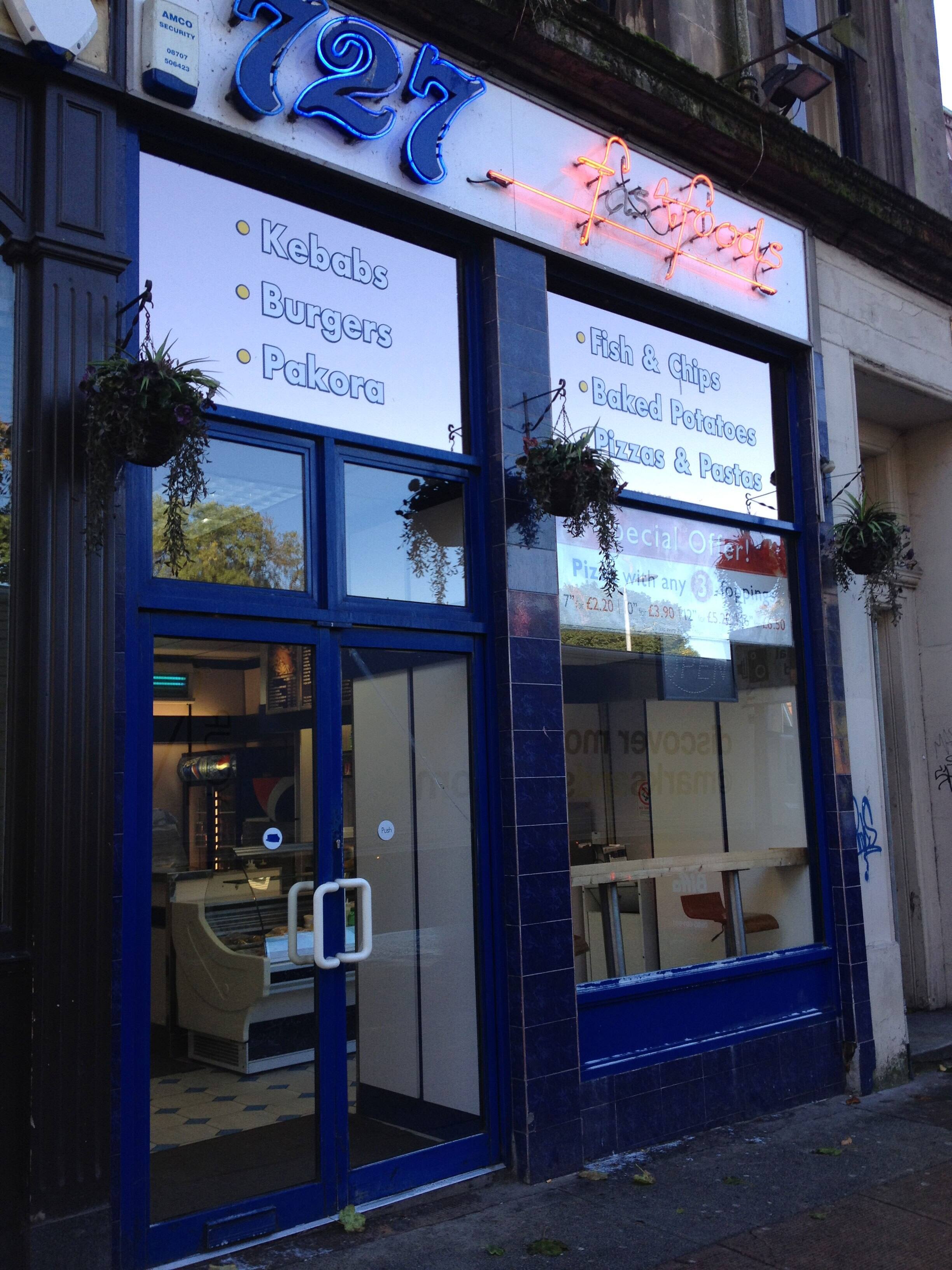 Menu of 727 Fast Foods, West End, Glasgow
